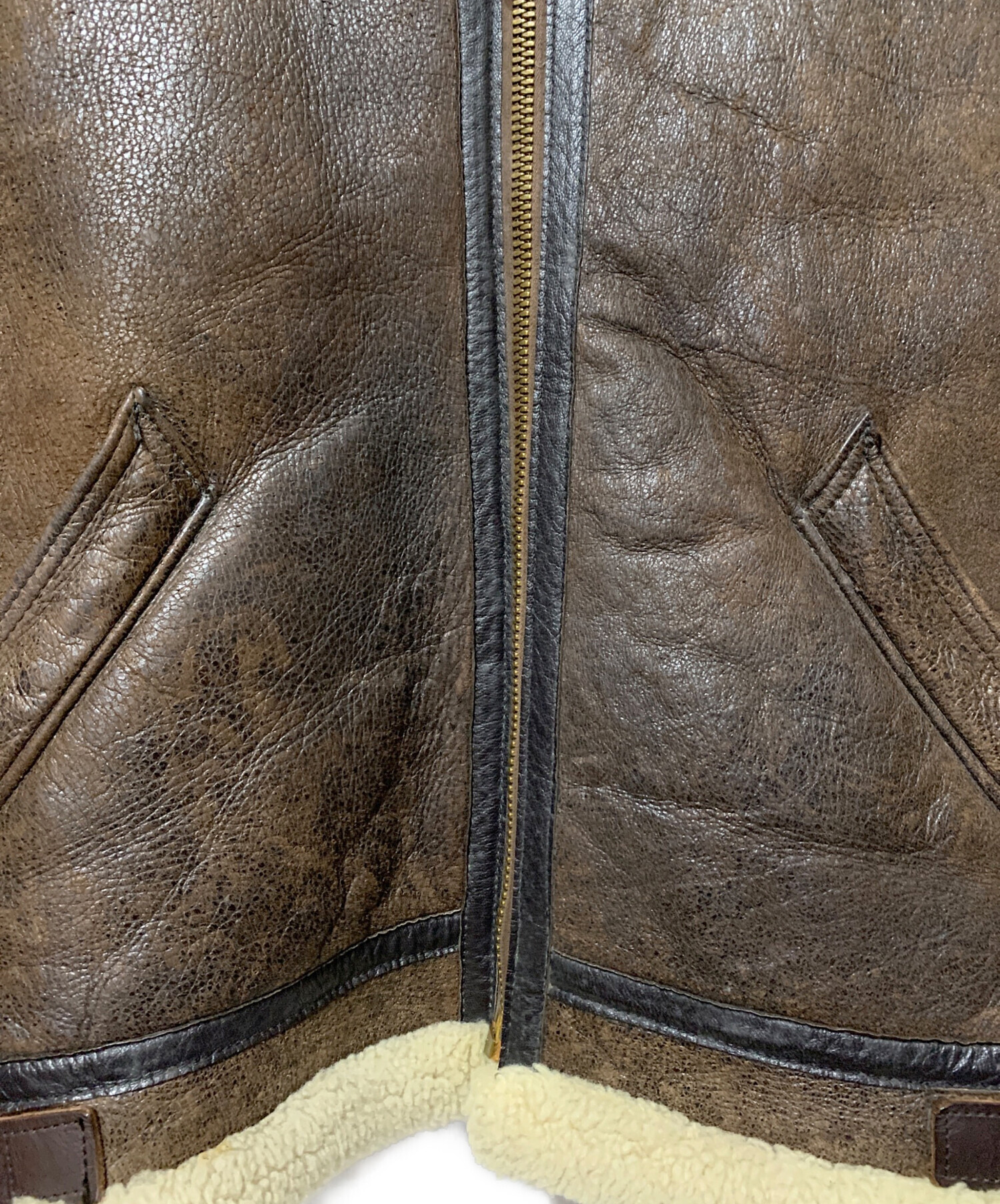 フライトジャケット B-3 タイプ ムートン レザージャケット ゴールデン