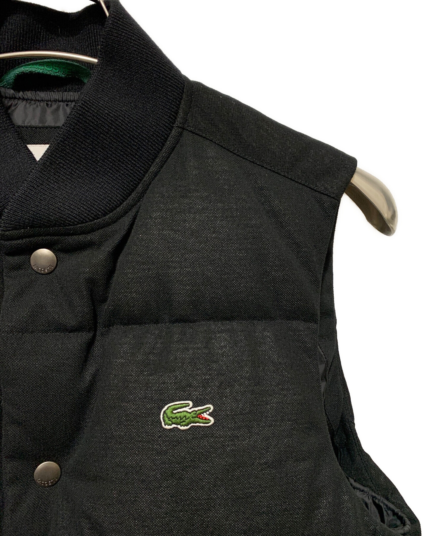 LACOSTE ブラック ダウンベスト M セール セール】 撥水 バックステッチダウンベスト / スタンドジップダウン