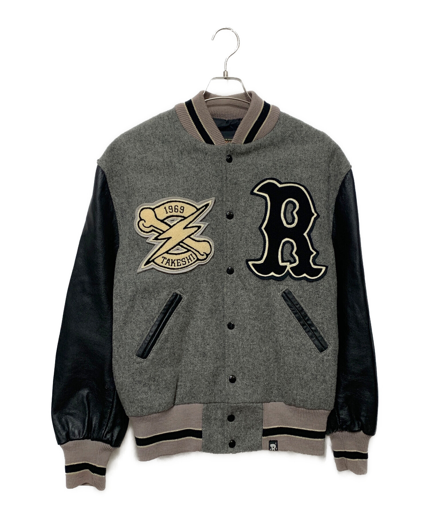 美品꧁スクーカム꧂ スタジャン 34 袖レザー USA製 メンズ Wジップ