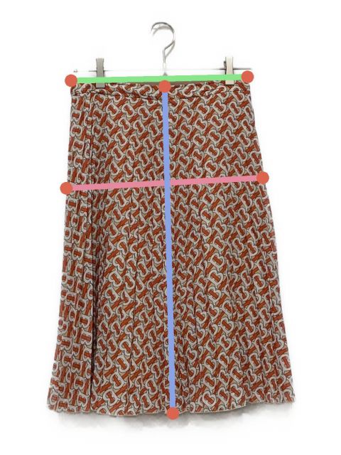 BURBERRY モノグラムモチーフ プリーツ コットンツイルスカート 中古・古着通販】BURBERRY (バーバリー) モノグラムプリントプリーツ