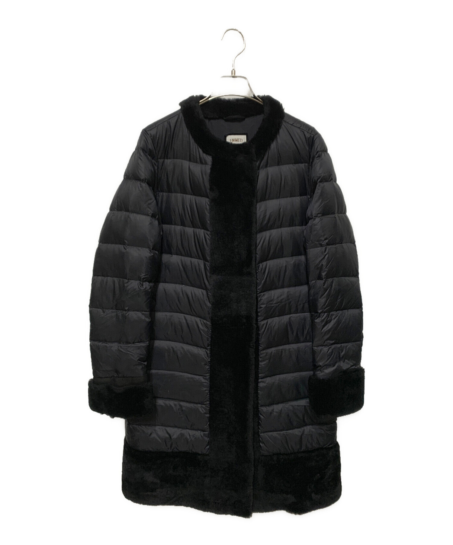 未使用 EMMETI エンメティ ムートン ナイロン レザー ダウンコート 44 中古・古着通販】EMMETI (エンメティ) ムートントリミングダウンコート