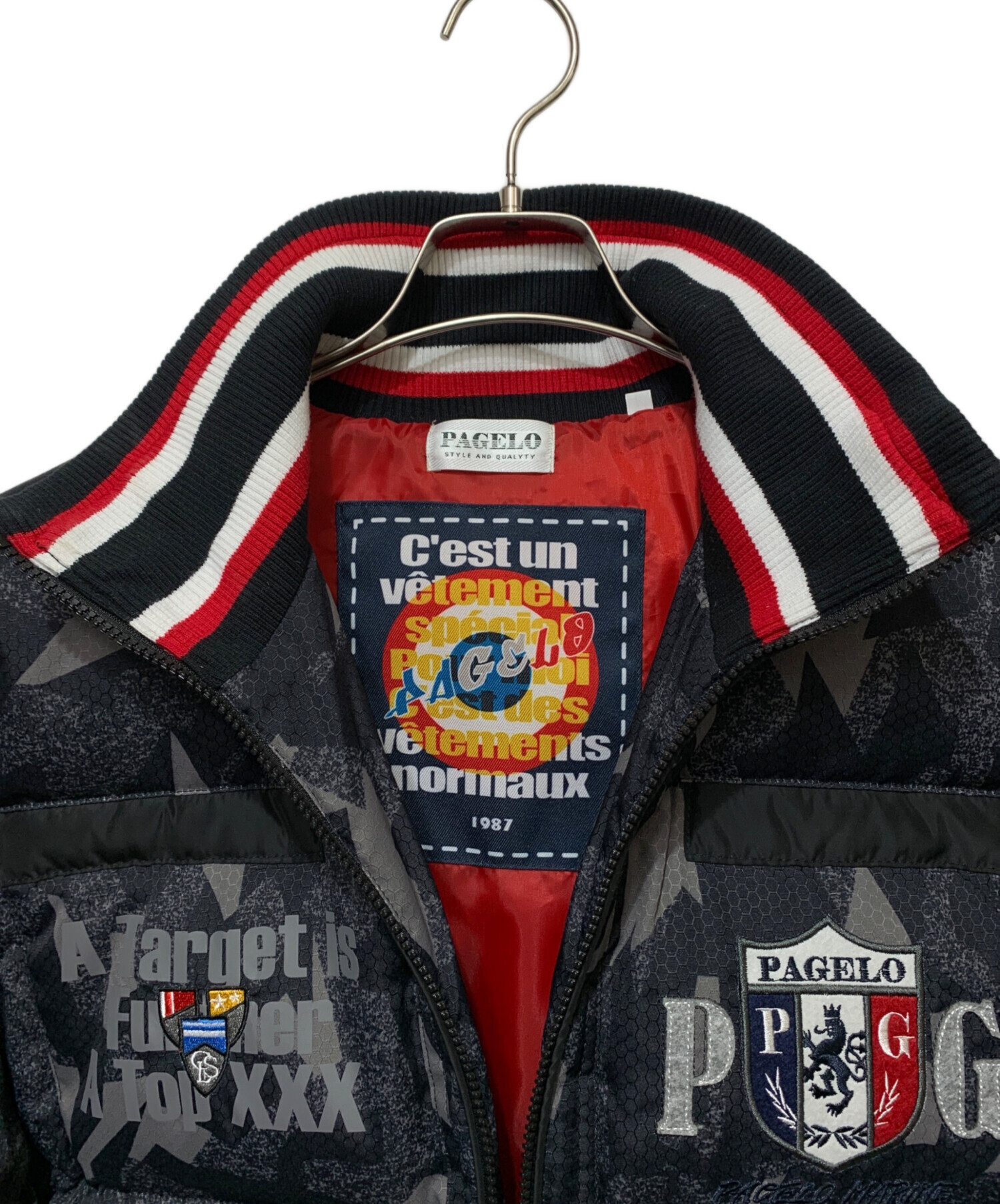 ダウンジャケットPAJELO 中古・古着通販】PAGELO (パジェロ) ダウンジャケット グレー×レッド