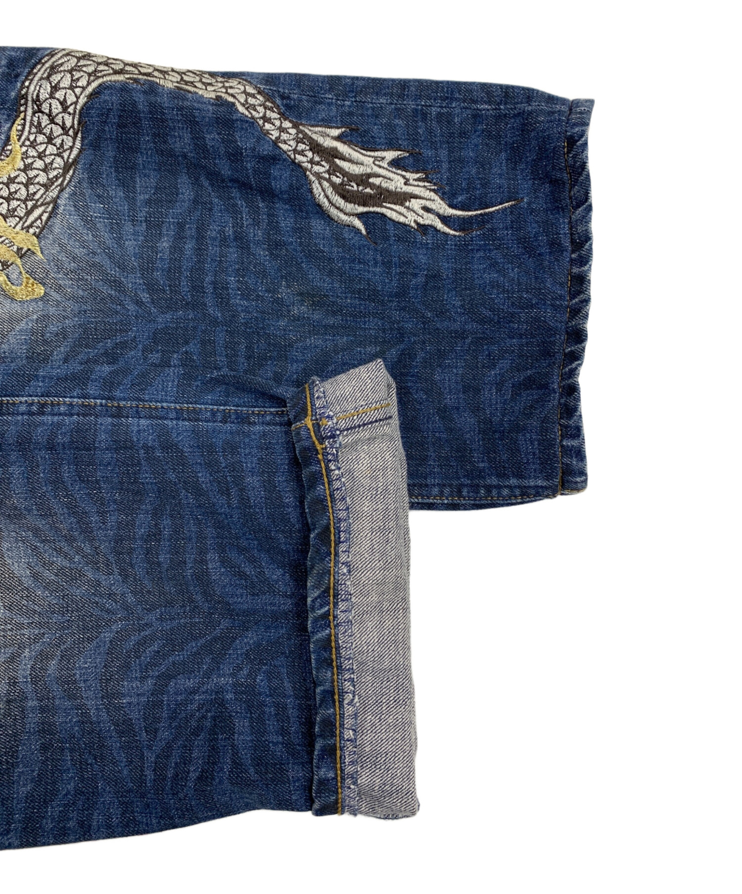 中古・古着通販】絡繰魂 (カラクリダマシイ) 刺繍デニムパンツ ブルー