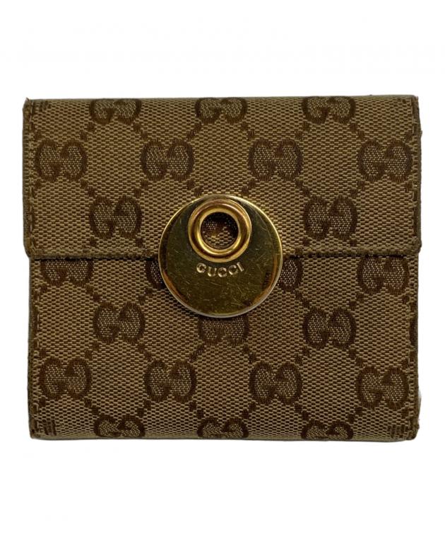 中古・古着通販】GUCCI (グッチ) GGキャンバス 3つ折り財布 ベージュ