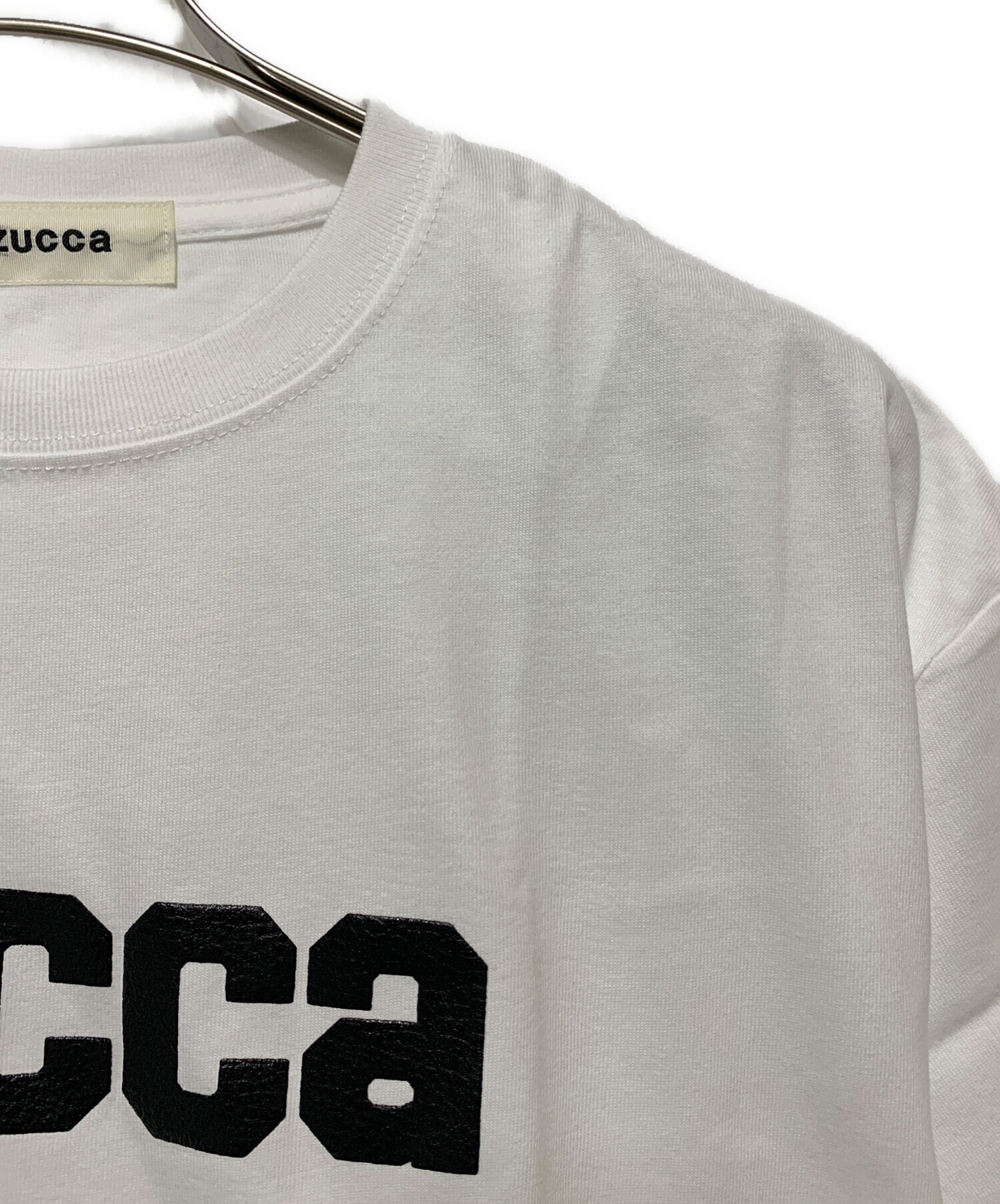 中古・古着通販】ZUCCA (ズッカ) レザーロゴTシャツ ホワイト サイズ