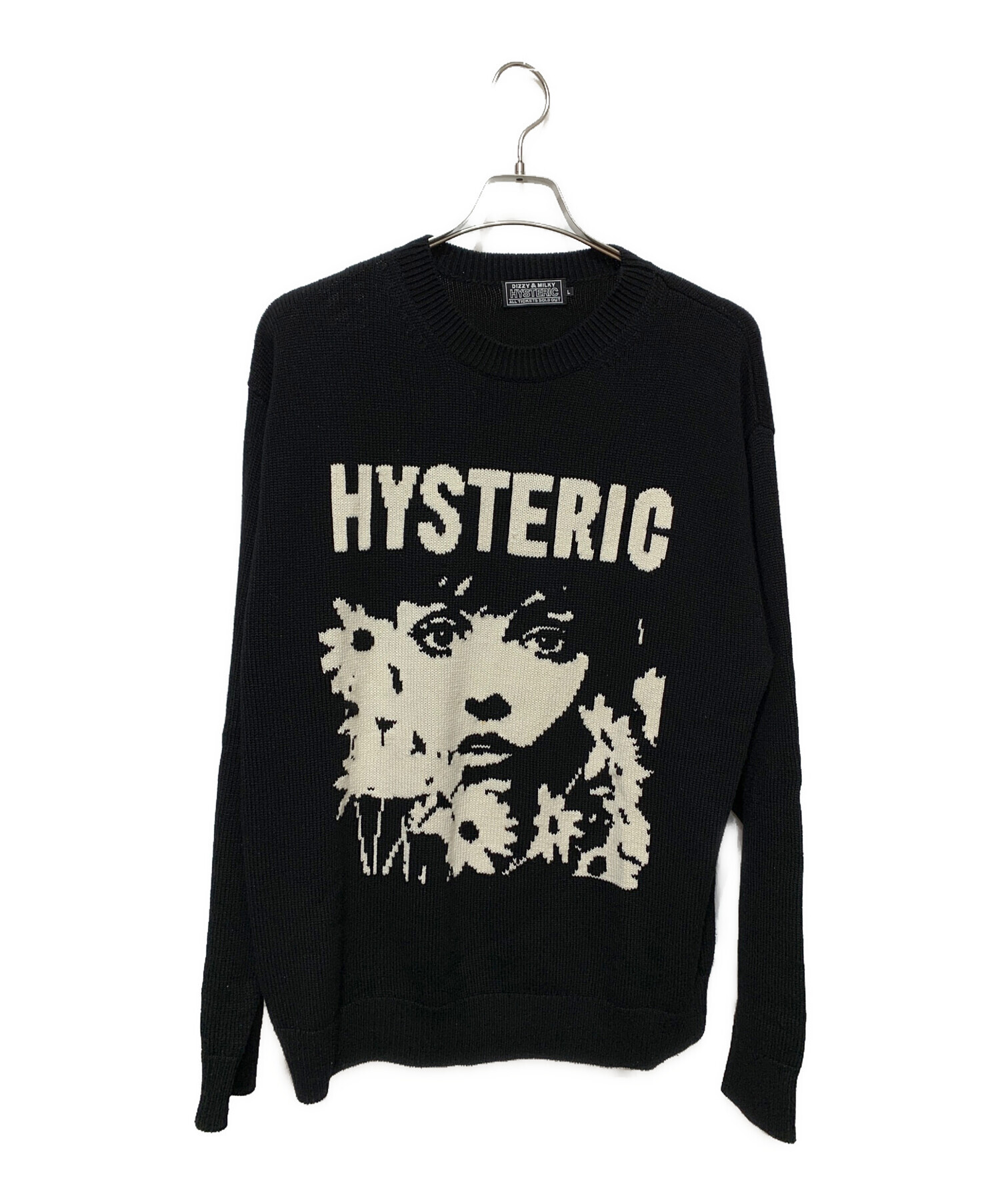 HYSTERIC GLAMOUR ボーダーニット ヒスガール ブラック フリー 中古・古着通販】Hysteric Glamour (ヒステリックグラマー) ヒスガール