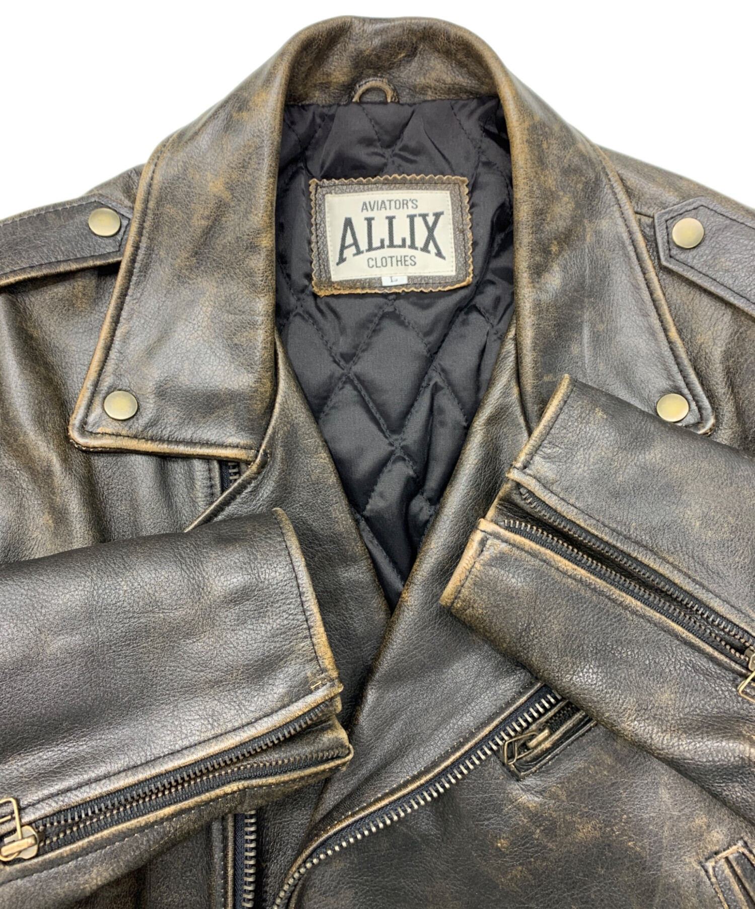 MILITARY ミリタリー ライダース メンズ 【古着】【中古】 中古・古着通販】ALLIX (アリックス) ダブルライダースジャケット