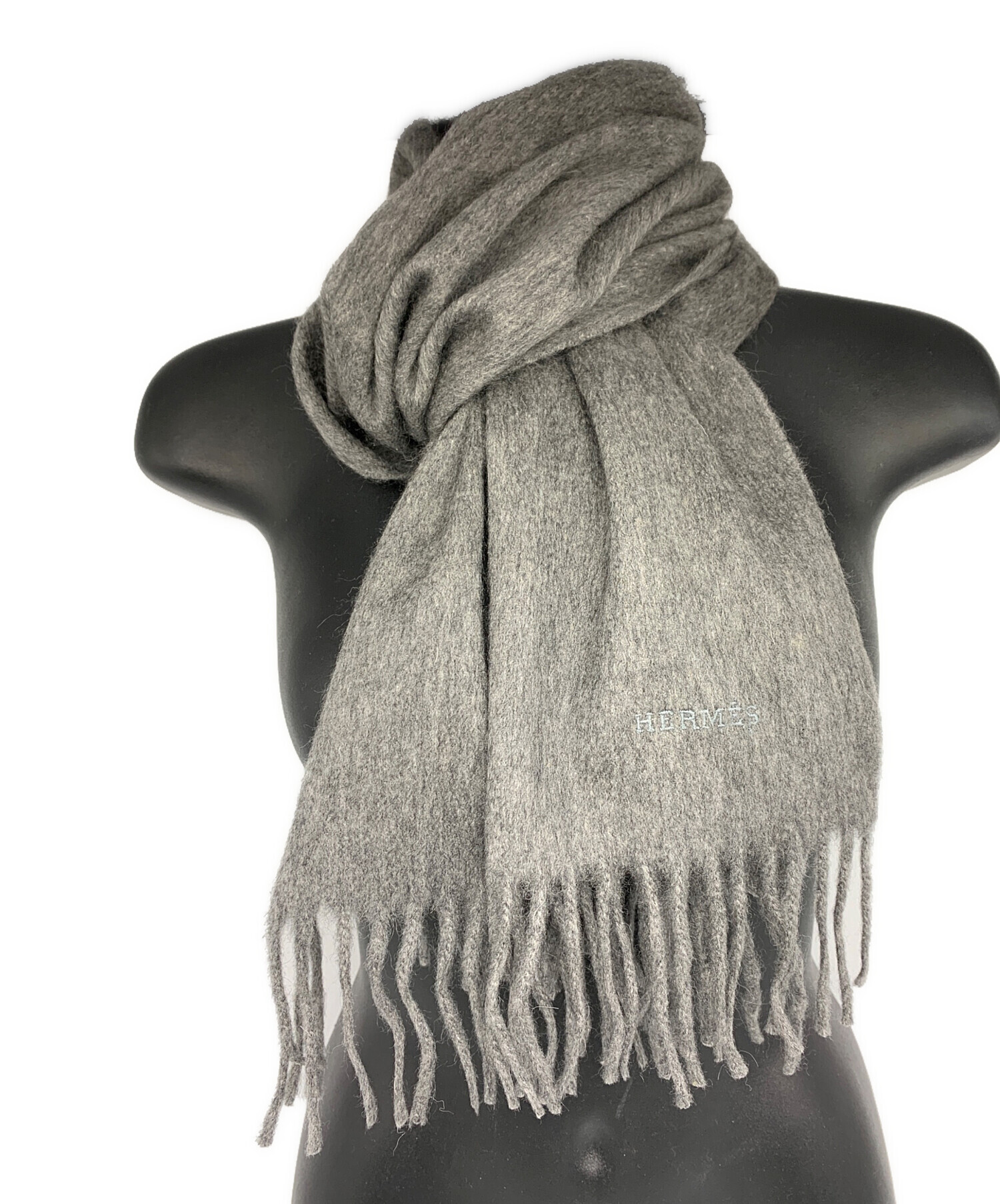中古・古着通販】HERMES (エルメス) カシミアマフラー グレー