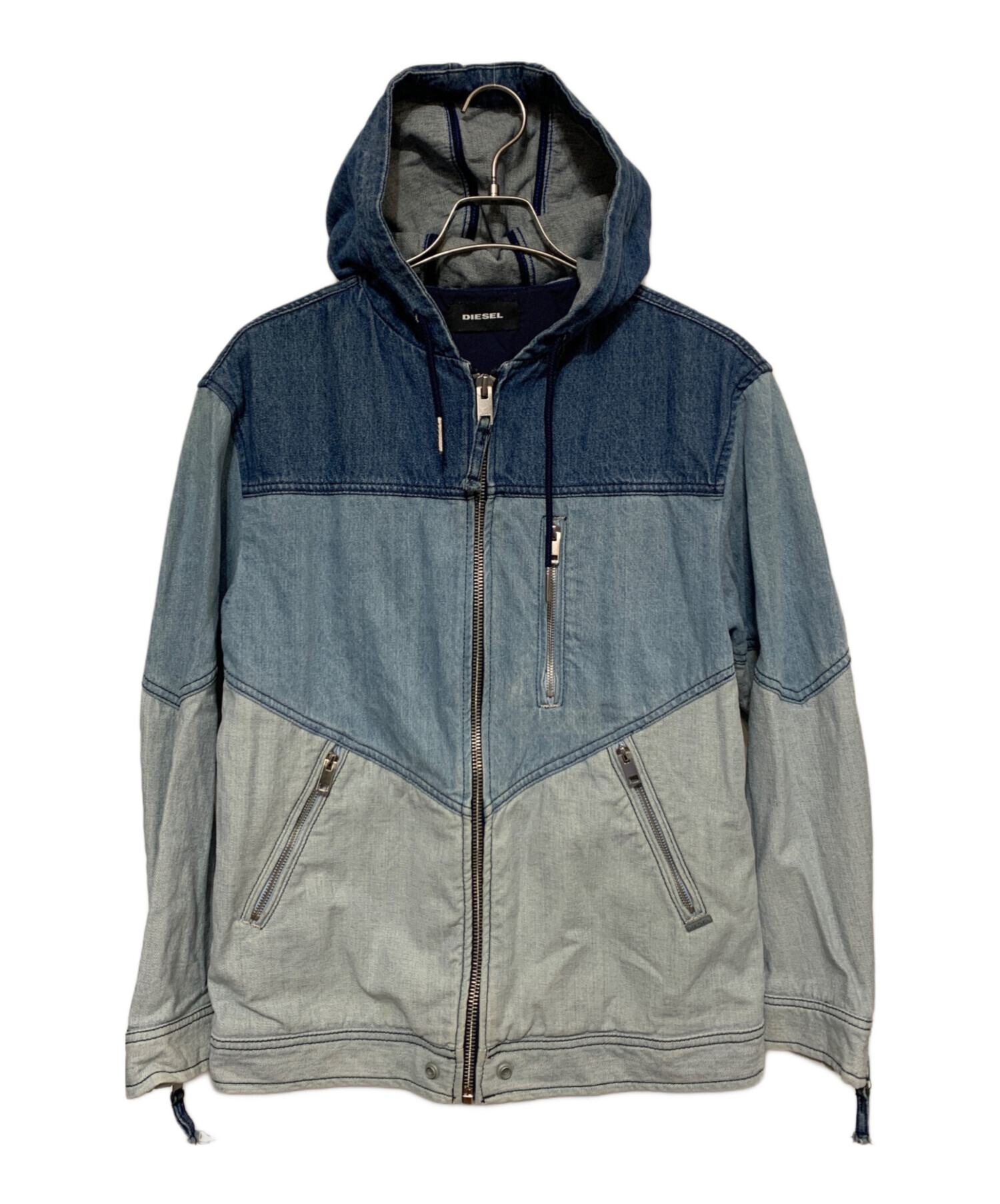 DIESEL ディーゼル　デニムフーディー 中古・古着通販】DIESEL (ディーゼル) デニム切替ジップパーカー