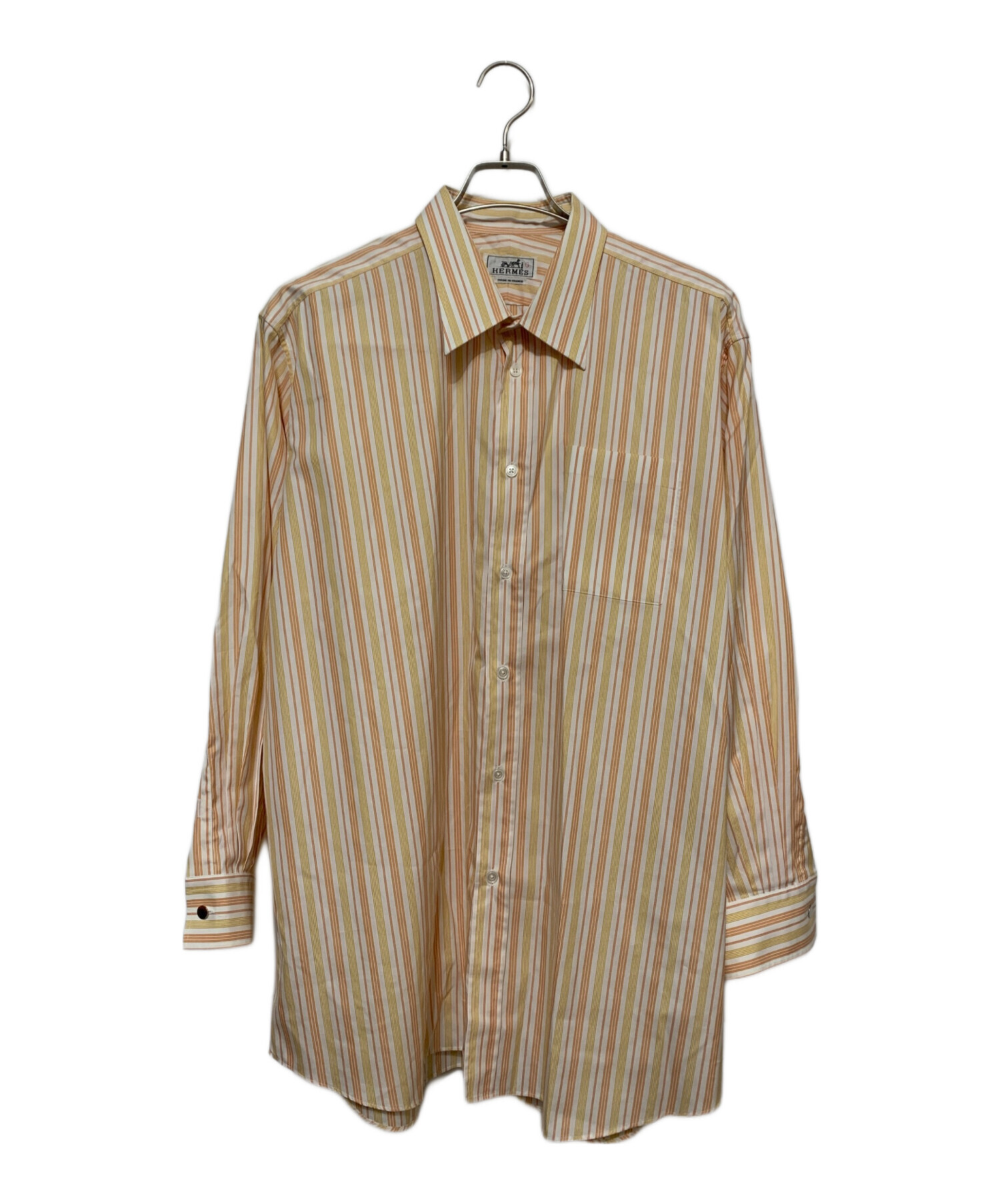 中古・古着通販】HERMES (エルメス) ストライプシャツ オレンジ サイズ