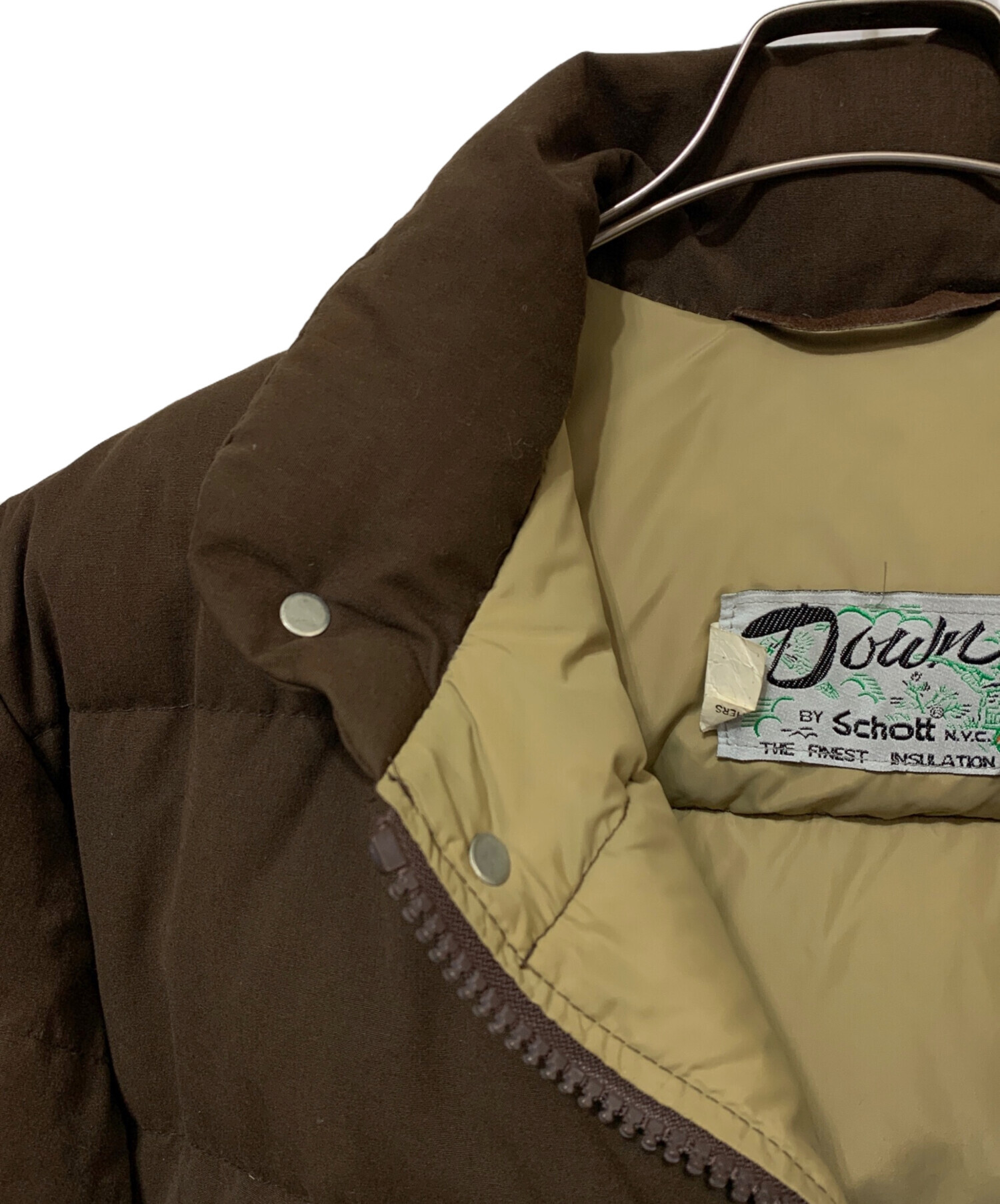 SCHOTT　ショット　ダウン　M 中古・古着通販】Schott (ショット) ダウンジャケット ブラウン サイズ