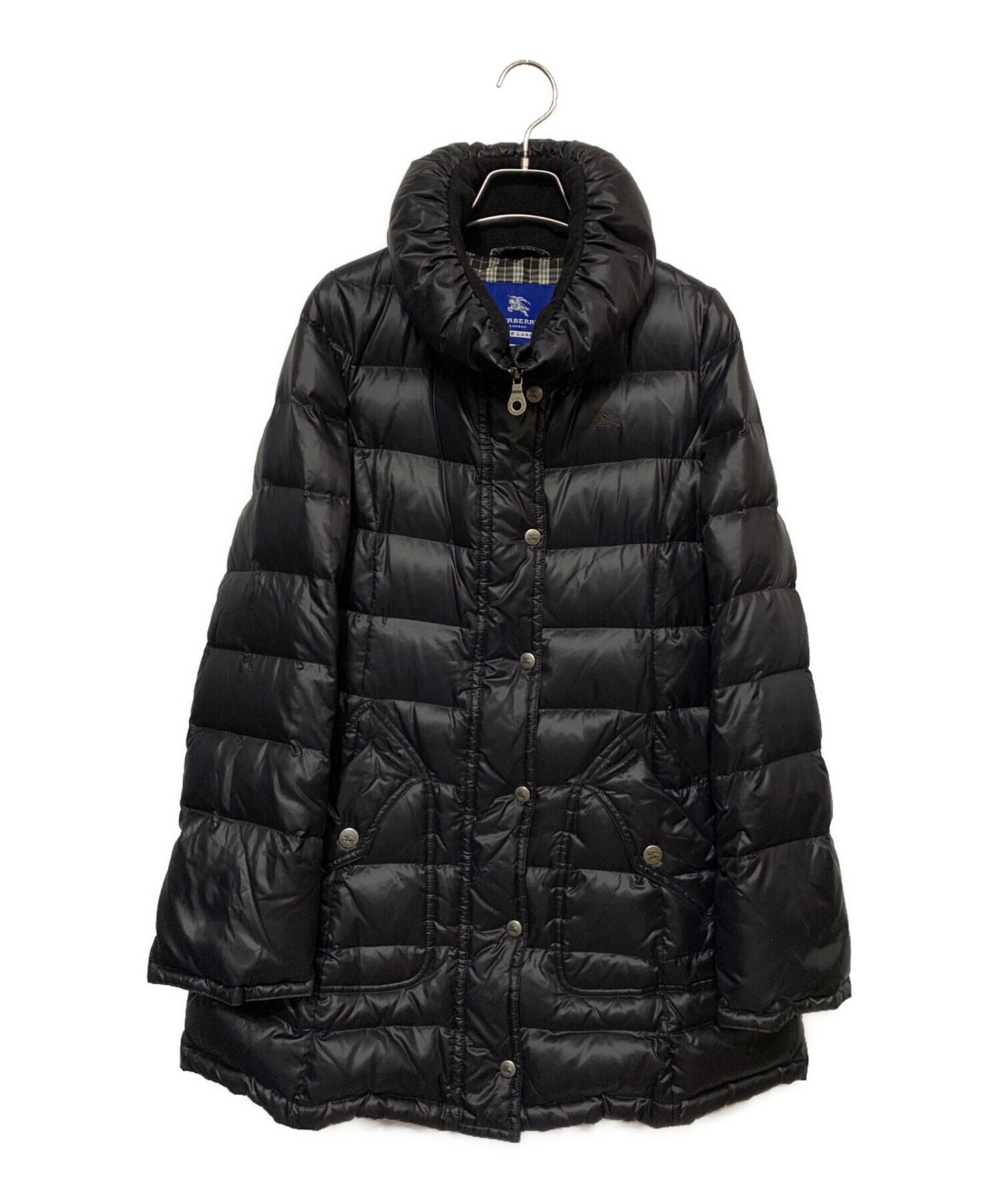 バーバリーロンドン　ブルーレーベル　チェック柄　ラクーンファー　ダウンコート BURBERRY BLUE LABEL ダウンコート 40 裏地チェック柄 ラクーンファー