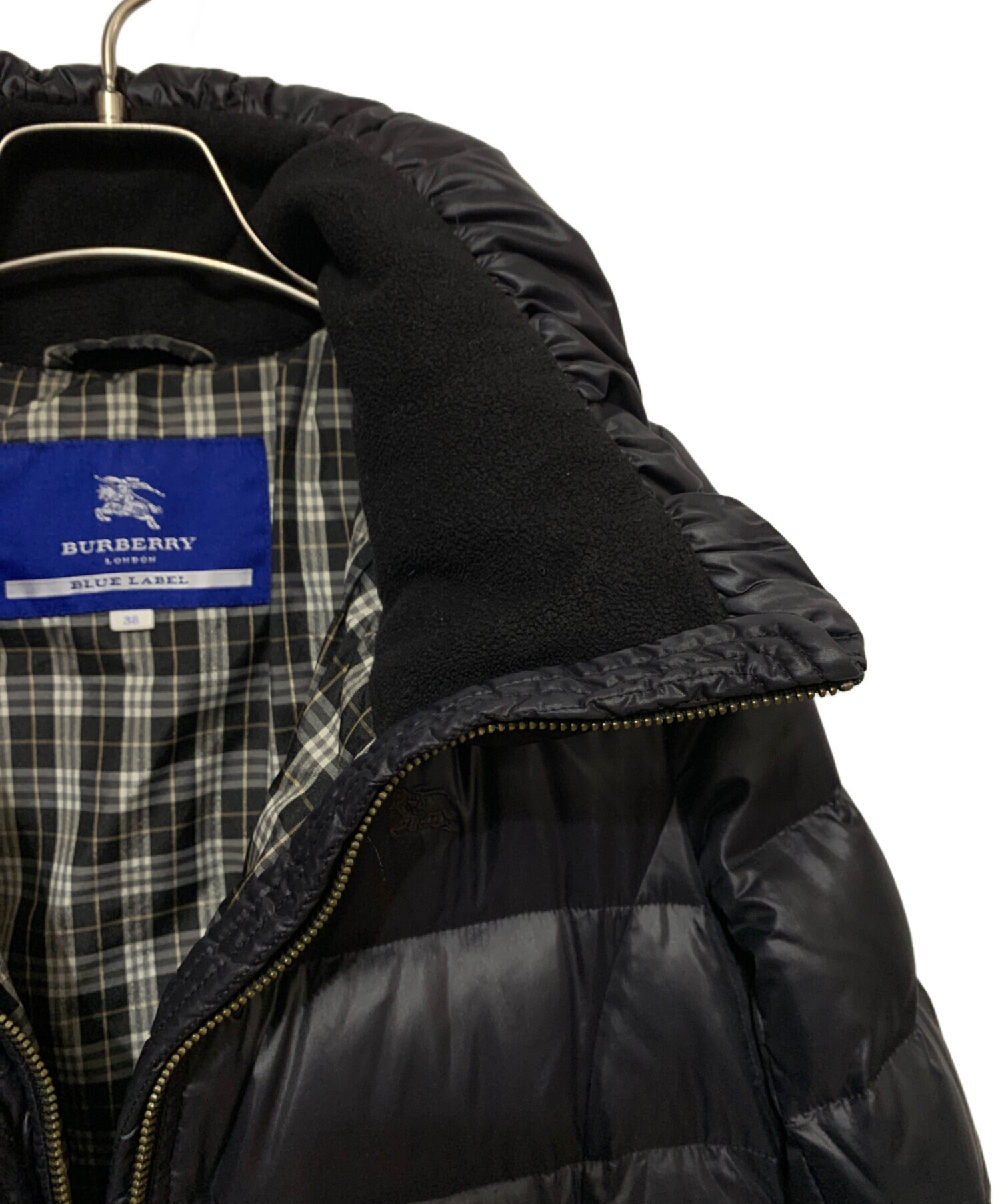 BURBERRY LONDON ダウンコート 38 ブラック フード付 BURBERRY BLUE