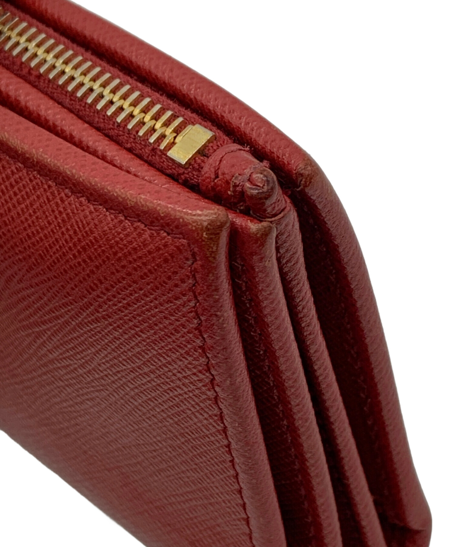 中古・古着通販】PRADA (プラダ) サフィアーノ 2つ折り長財布 レッド