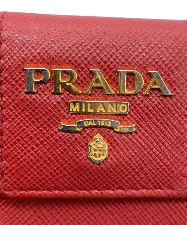 中古・古着通販】PRADA (プラダ) サフィアーノ 2つ折り長財布 レッド