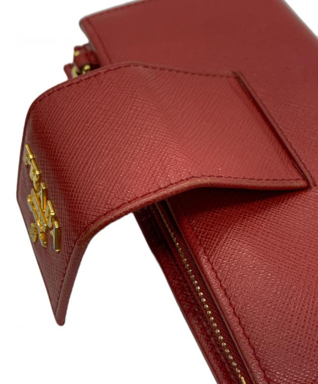 中古・古着通販】PRADA (プラダ) サフィアーノ 2つ折り長財布 レッド