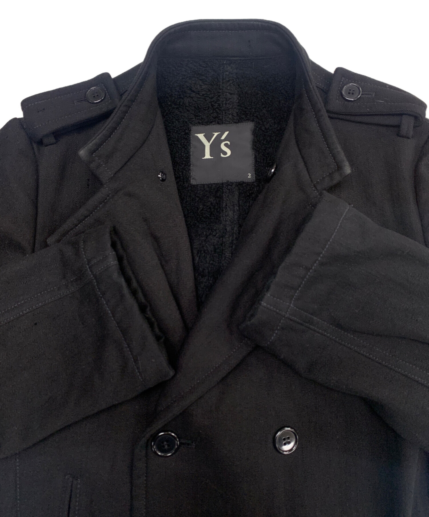 中古・古着通販】Y's (ワイズ) スタンドカラーコート ブラック サイズ