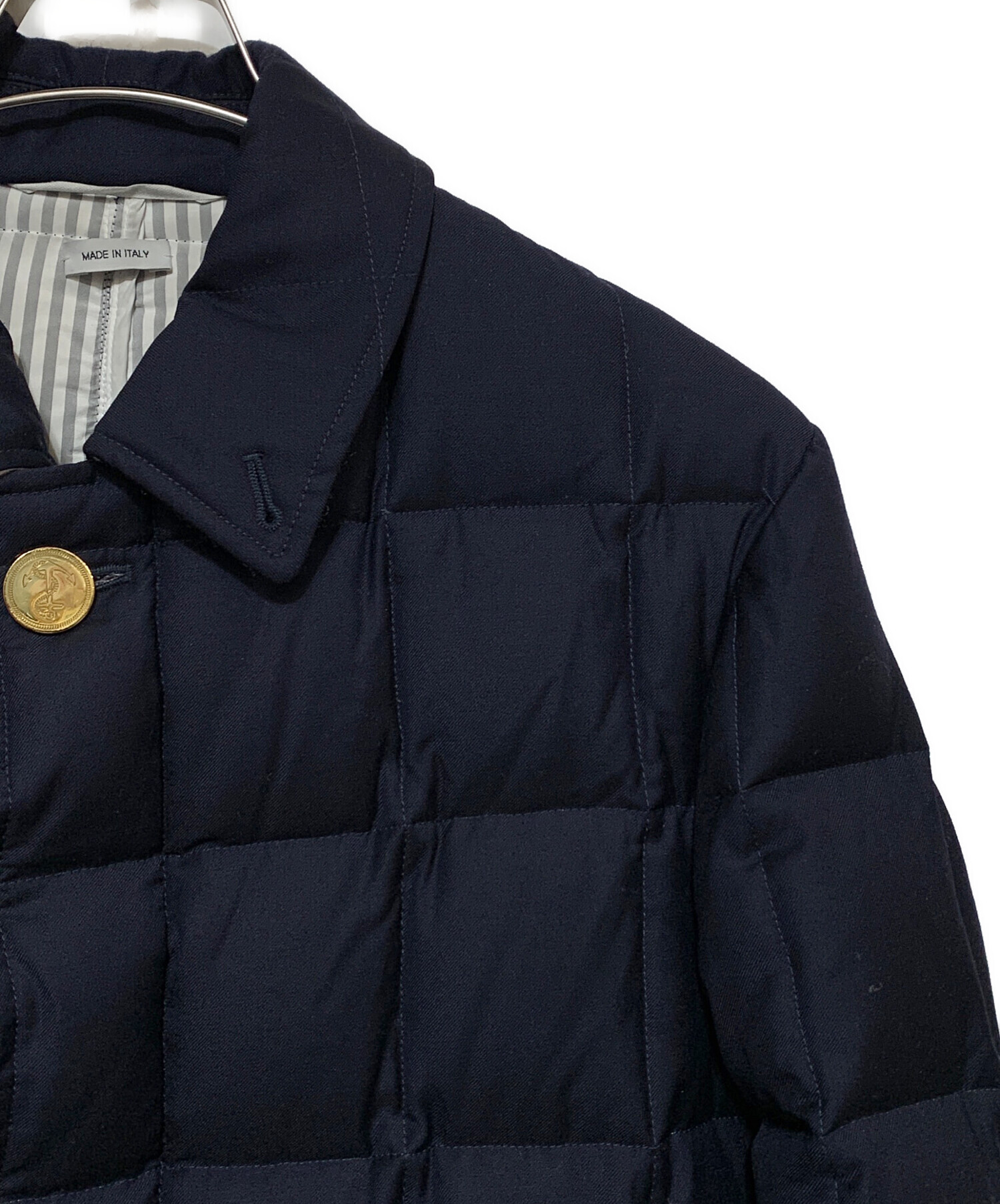 THOMBROWNEト ダウンコート ネイビー トムブラウン 中古・古着通販】Thom Browne (トムブラウン) ダウンコート ネイビー