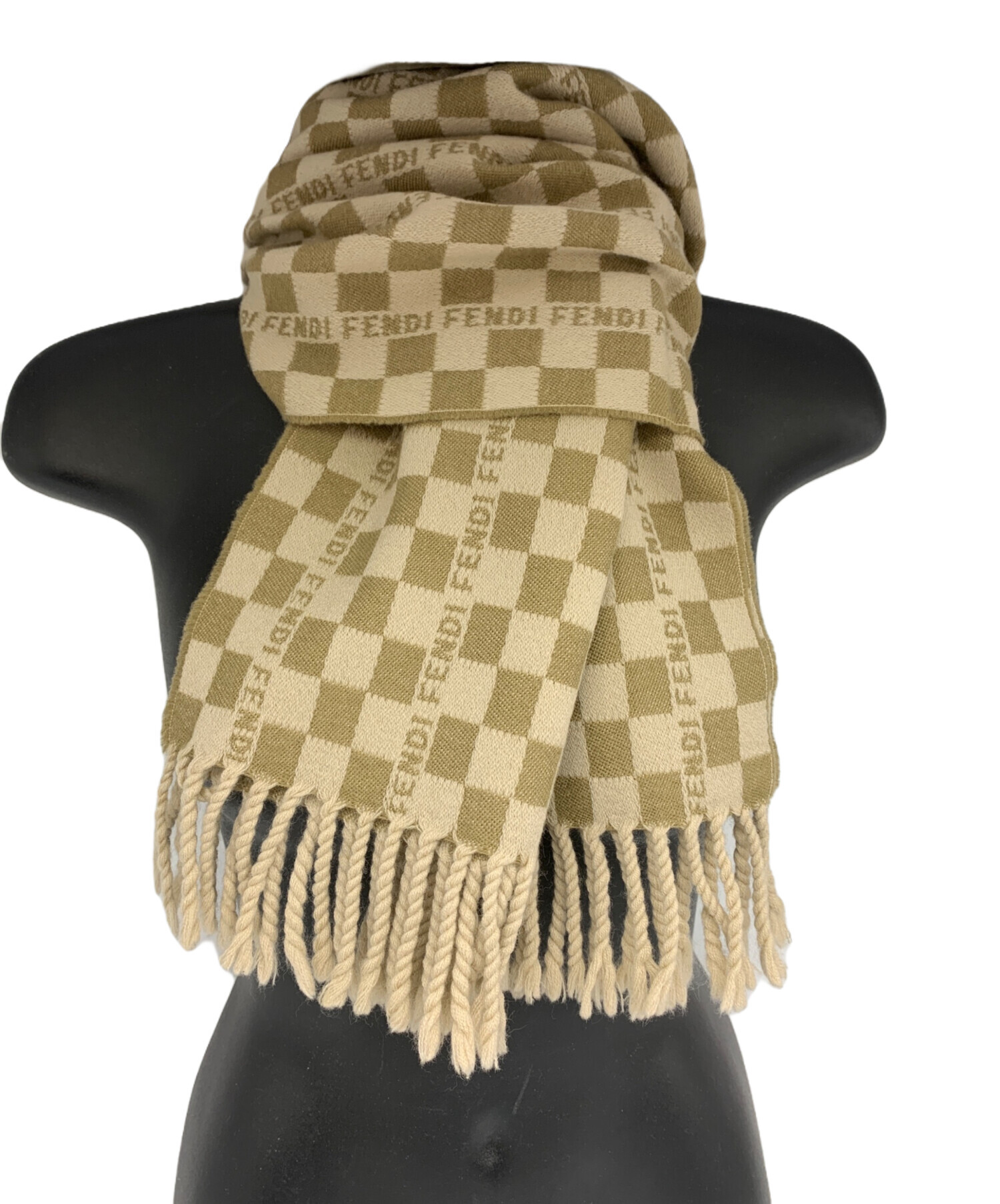 Fendi リバーシブルマフラー ベージュ 中古・古着通販】FENDI (フェンディ) ウール100% マフラー ベージュ