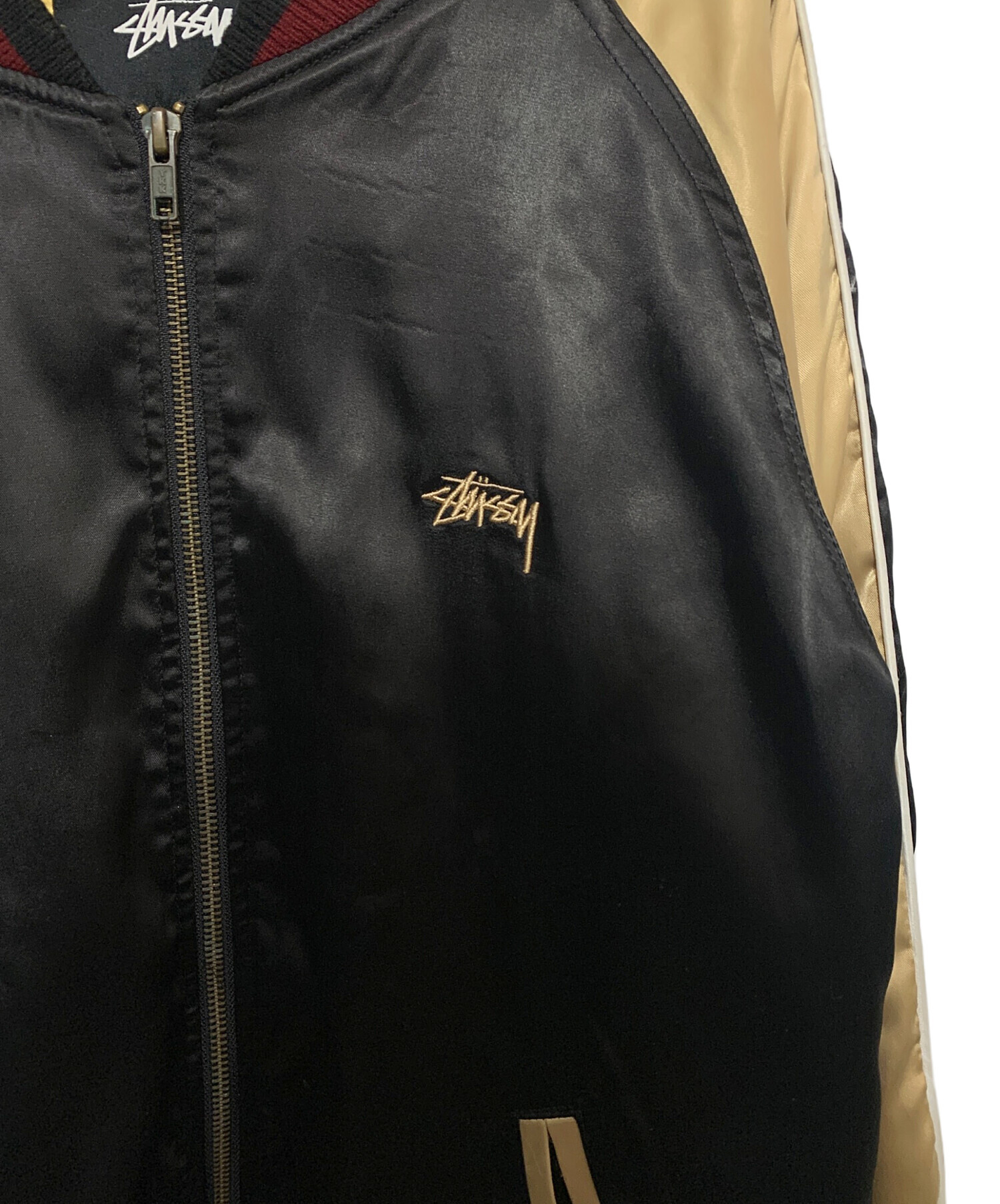 中古・古着通販】stussy (ステューシー) スカジャン ブラック×ゴールド