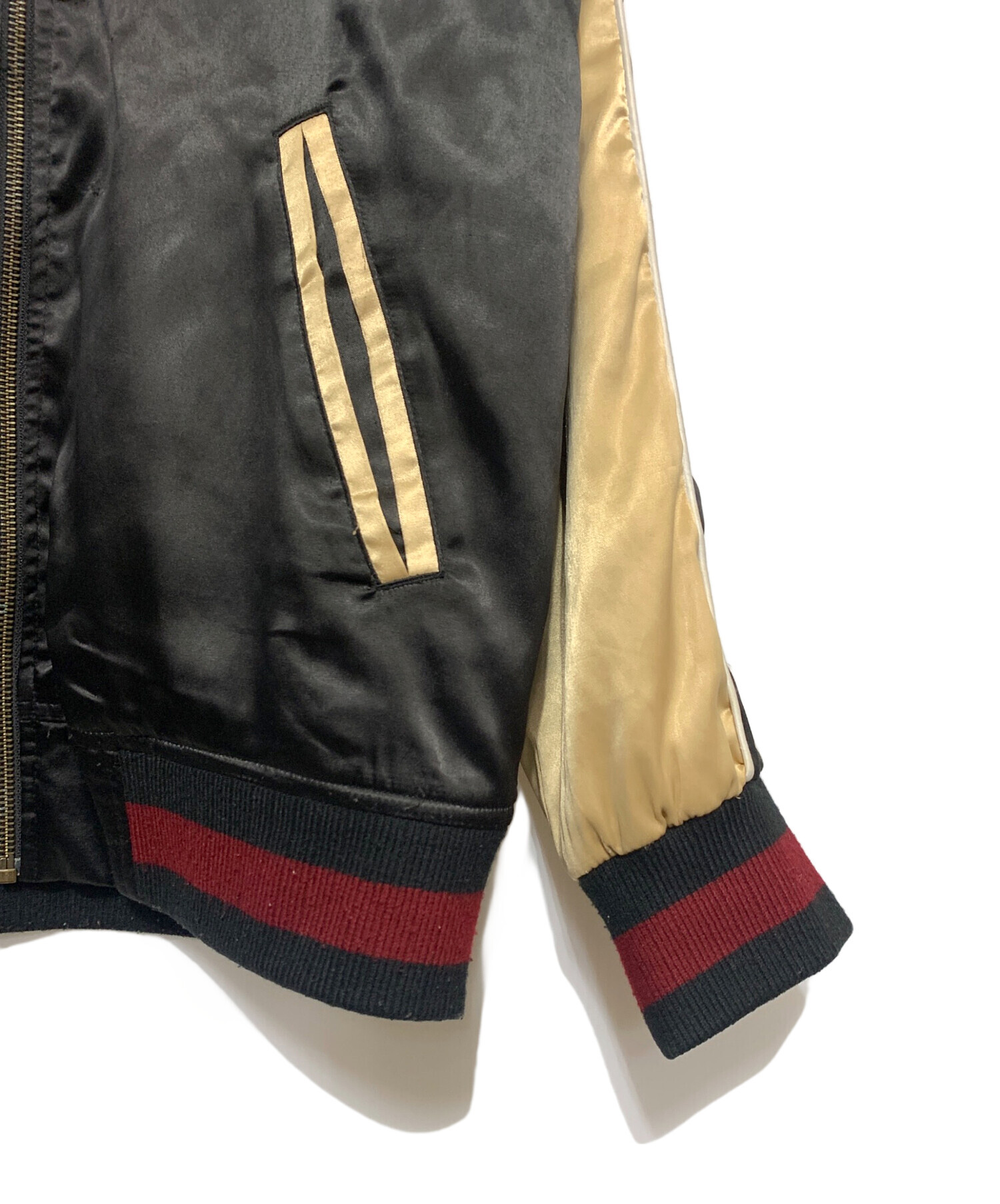 中古・古着通販】stussy (ステューシー) スカジャン ブラック×ゴールド 中古・古着通販】stussy (ステューシー) スカジャン ブラック×ゴールド