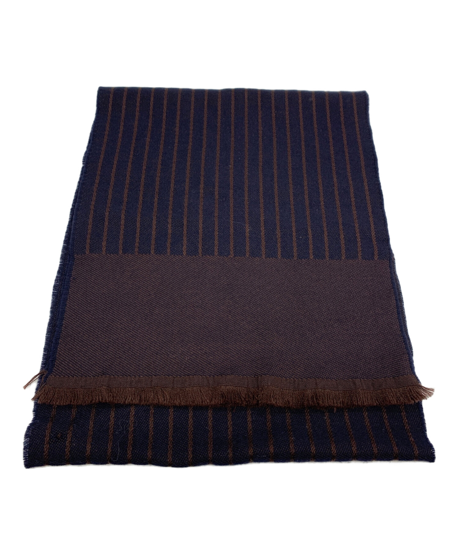 中古・古着通販】LOEWE (ロエベ) ウールマフラー ブラウン×ネイビー