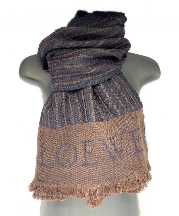 中古・古着通販】LOEWE (ロエベ) ウールマフラー ブラウン×ネイビー