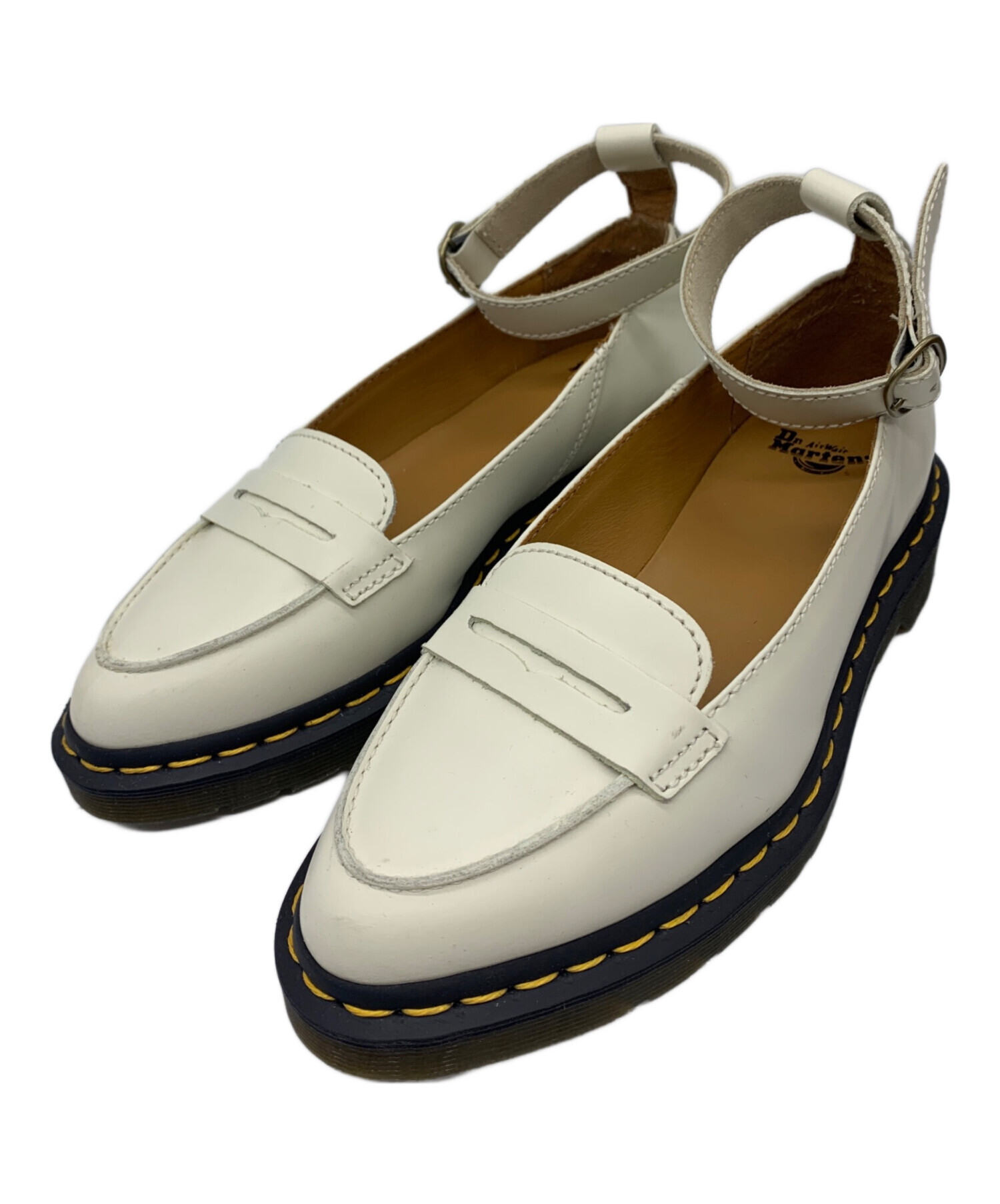 値下げDr. Martens ホワイトローファー バックル付き 中古・古着通販】Dr.Martens (ドクターマーチン) アンクルストラップ