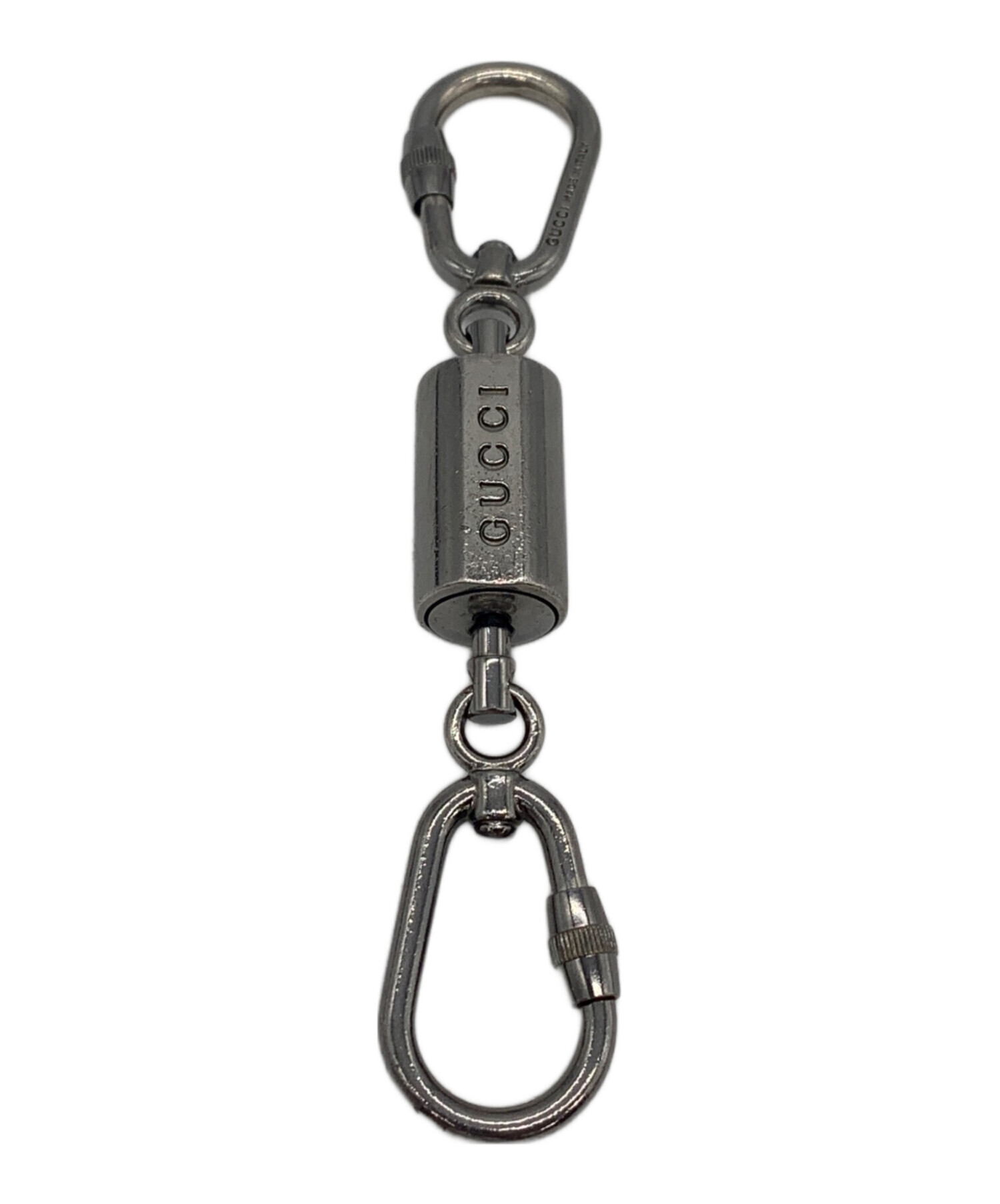 GUCCI カラビナ型キーホルダー ネイビー 中古・古着通販】GUCCI (グッチ) カラビナキーリング｜ブランド・古着