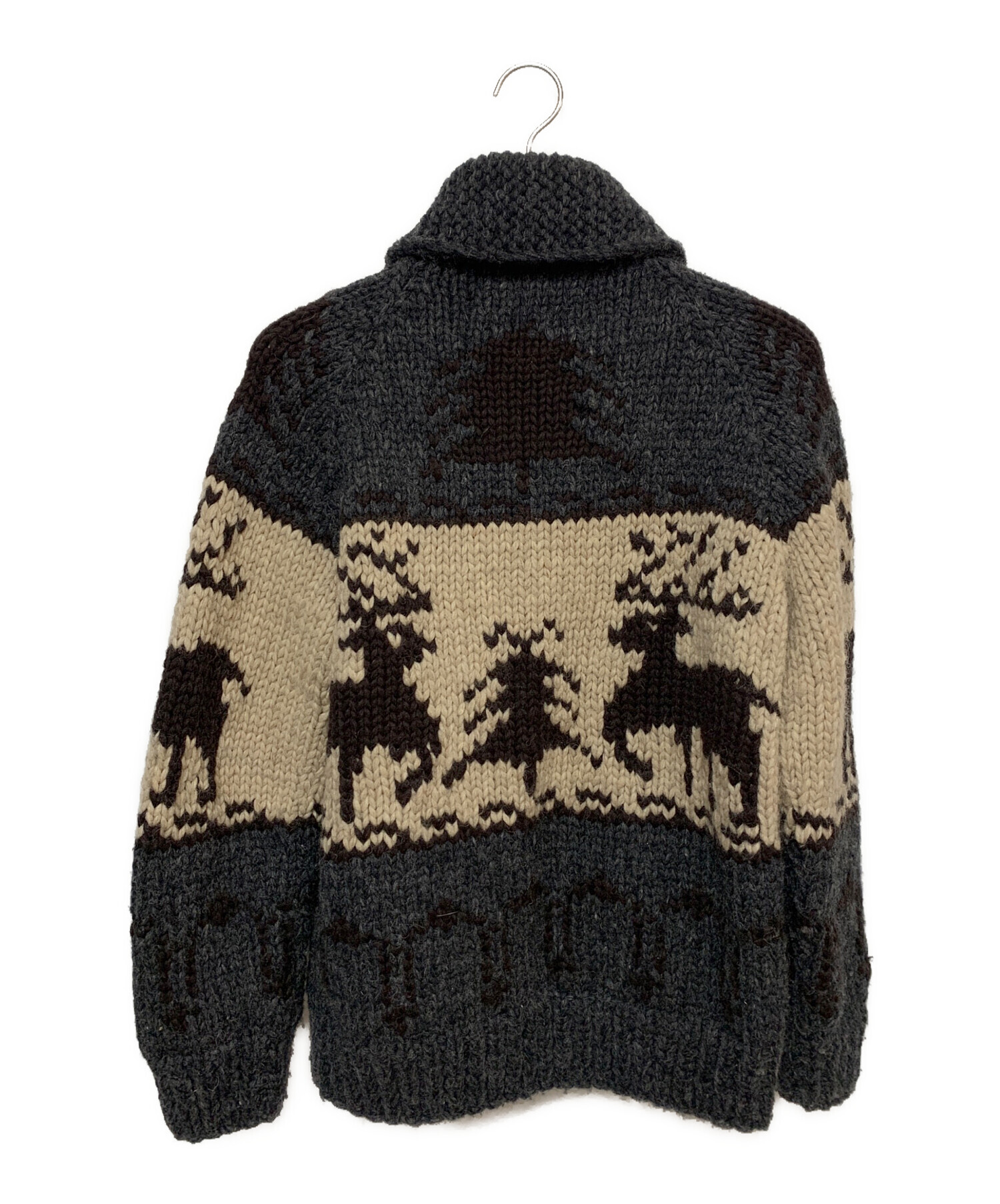 中古・古着通販】Kanata (カナタ) カウチンニット グレー×ベージュ