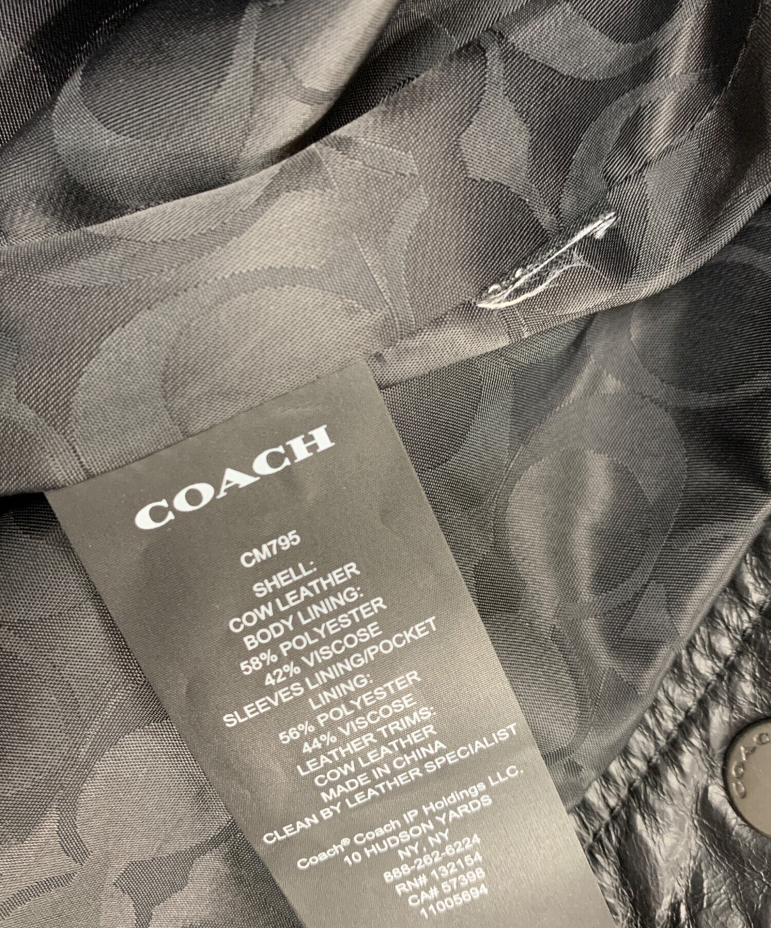 中古・古着通販】COACH (コーチ) レザートラッカージャケット ブラック