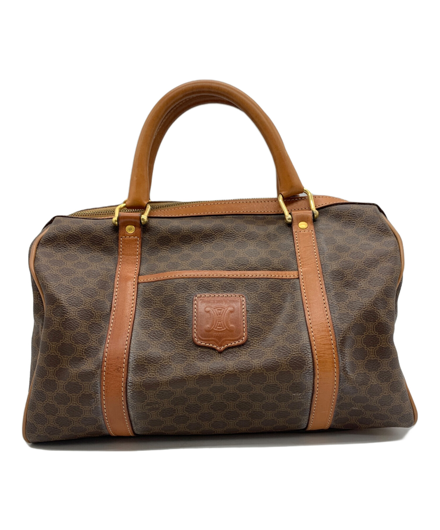 anb セリーヌ CELINE ボストンバッグ 茶系 マカダム柄 レディース