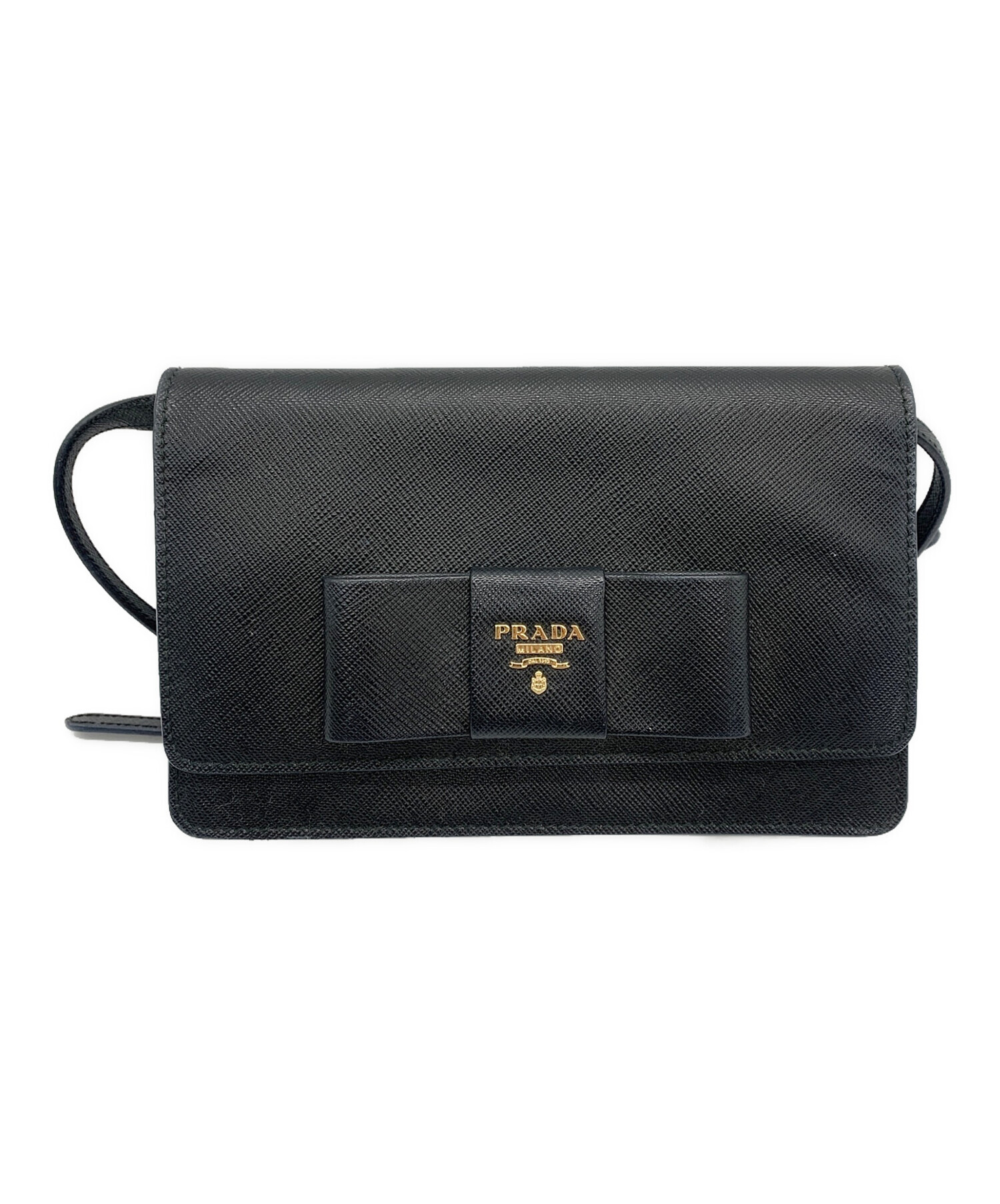 PRADAプラダ ショルダーウォレット 中古・古着通販】PRADA (プラダ) ショルダーウォレット ブラック