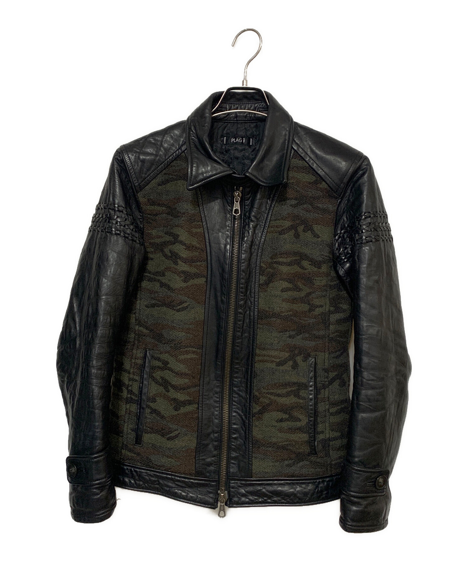 TETE HOMME フード付き　ラムレザージャケット サイズ6 中古・古着通販】TETE HOMME (テット オム) レザージャケット ブラック