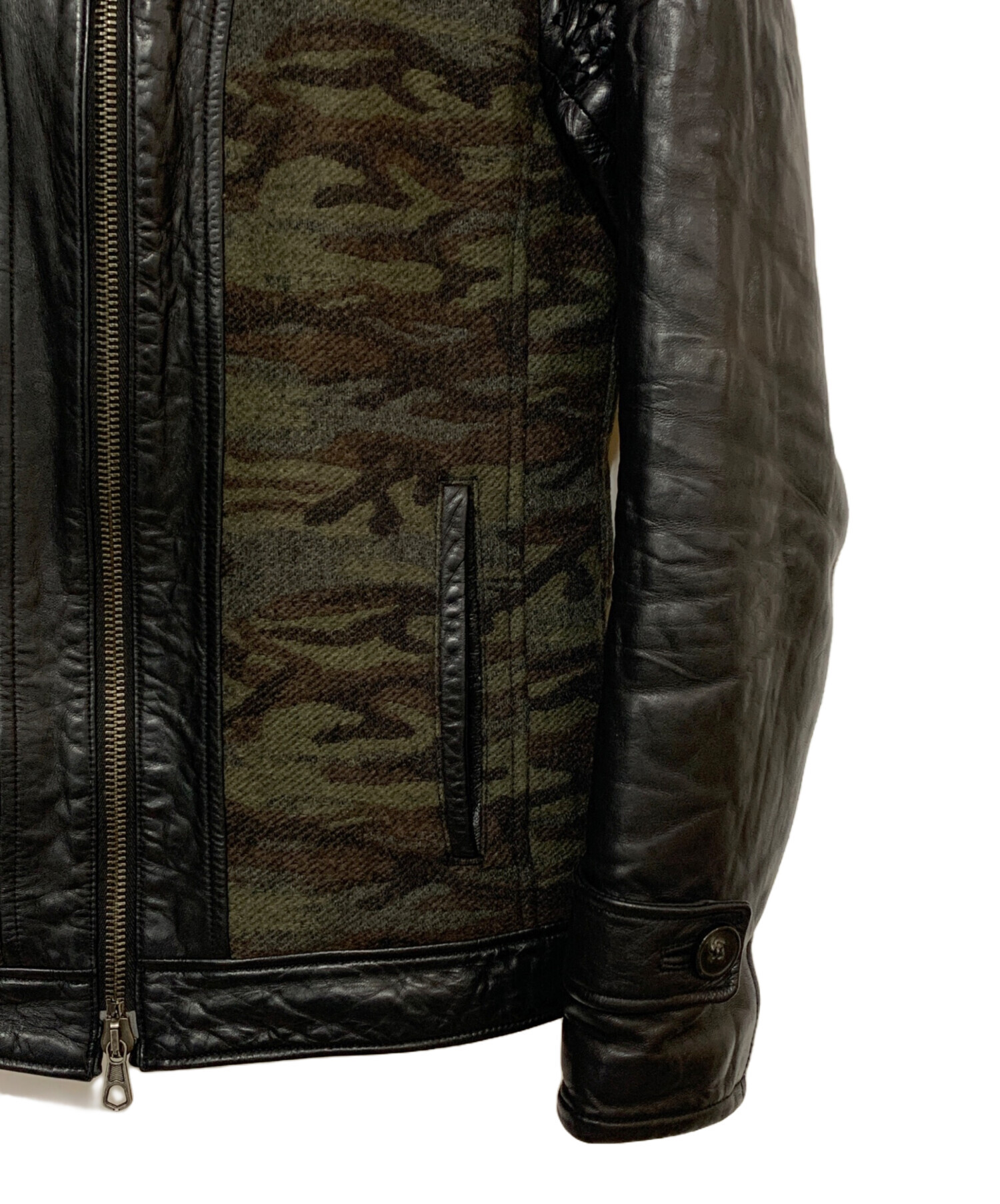 中古・古着通販】TETE HOMME (テット オム) レザージャケット ブラック