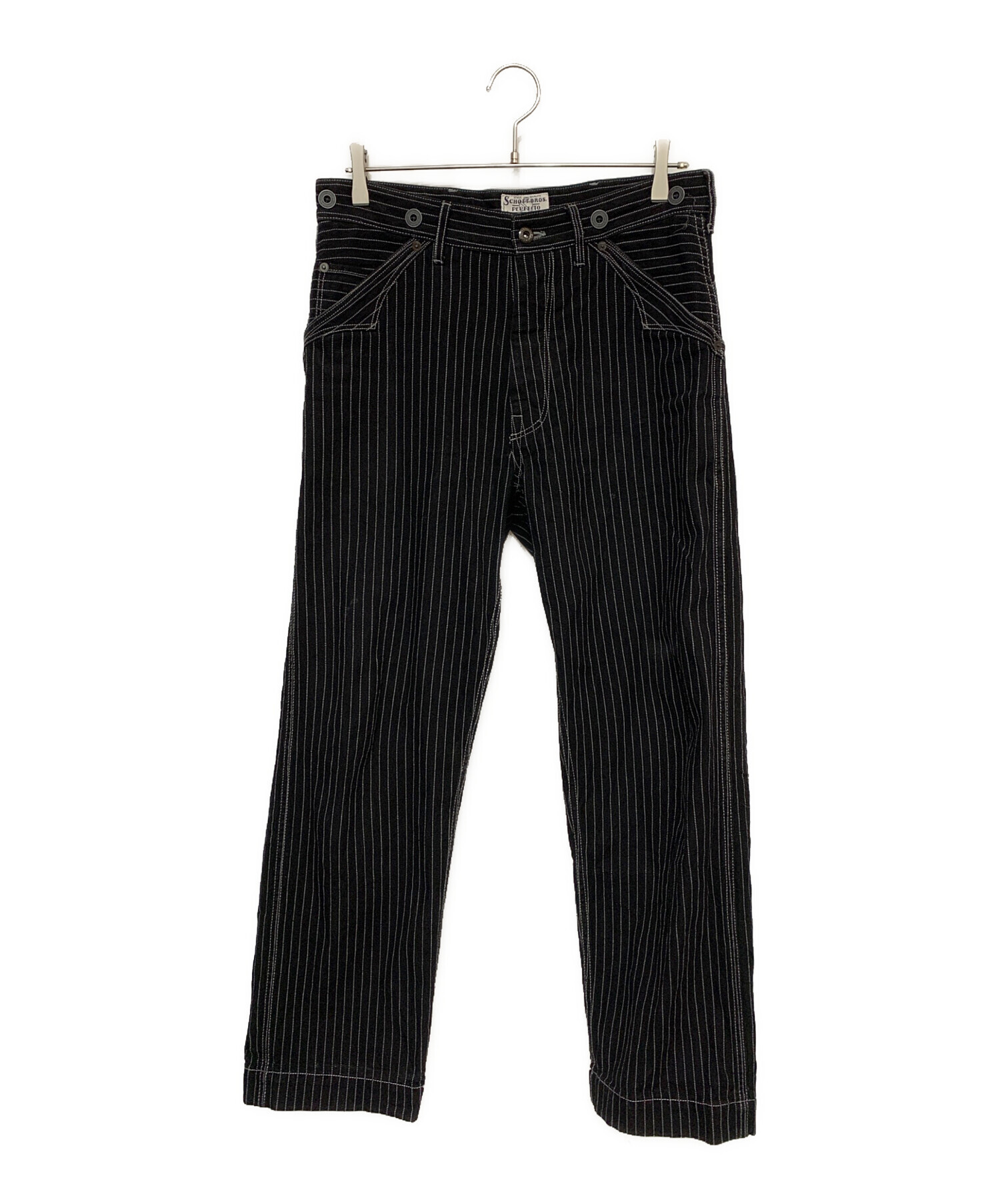 Ｙ*s様 美品　schott ヒッコリーデニムパンツ　ブラック　32 中古・古着通販】SCHOTT BROS. (ショット) ヒッコリーデニムパンツ