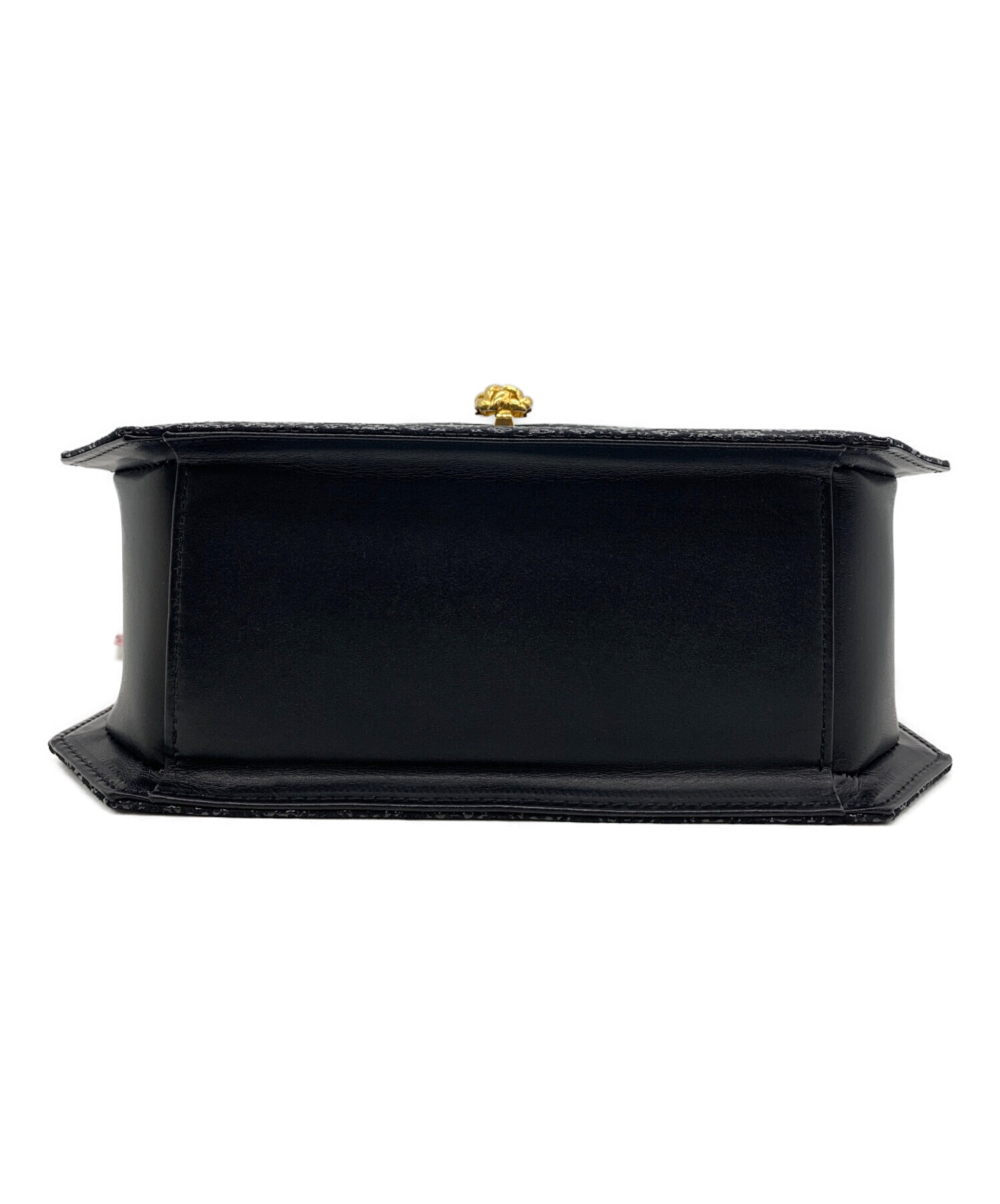 【未使用】印傳屋 インデンヤ・ハンドバッグ 中古・古着通販】印傳屋 (インデンヤ) ハンドバッグ ブラック 未使用品