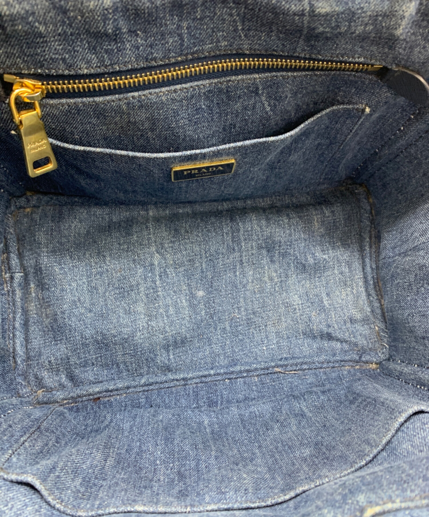 中古・古着通販】PRADA (プラダ) カナパデニムハンドバッグ インディゴ