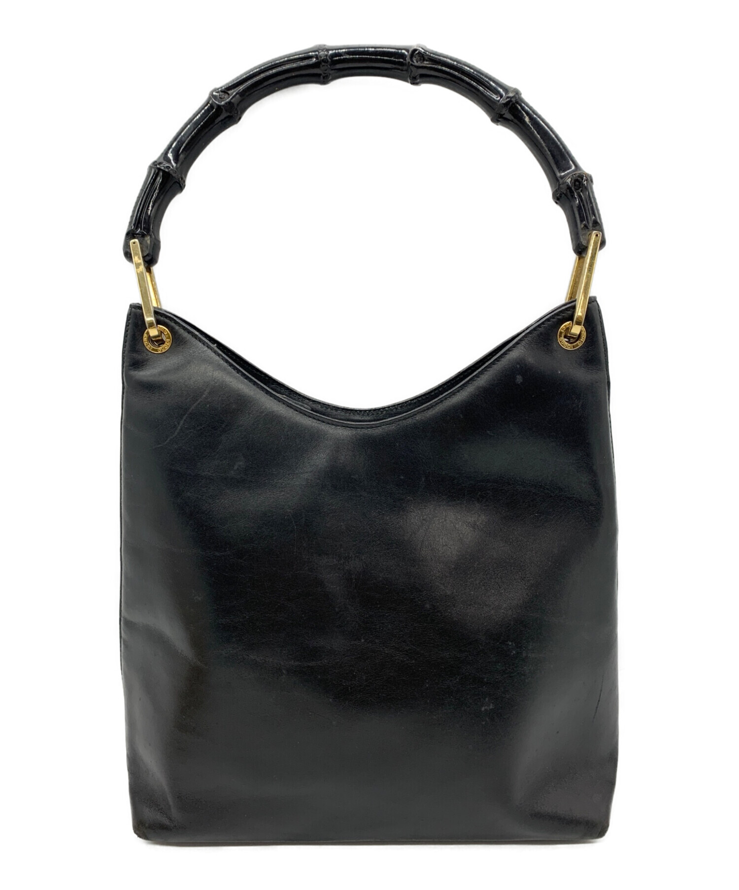 中古・古着通販】GUCCI (グッチ) バンブーレザーハンドバッグ ブラック