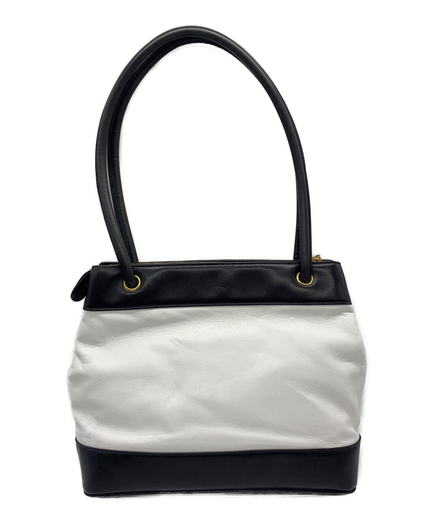 中古・古着通販】CHANEL (シャネル) トートバッグ ブラック×ホワイト 