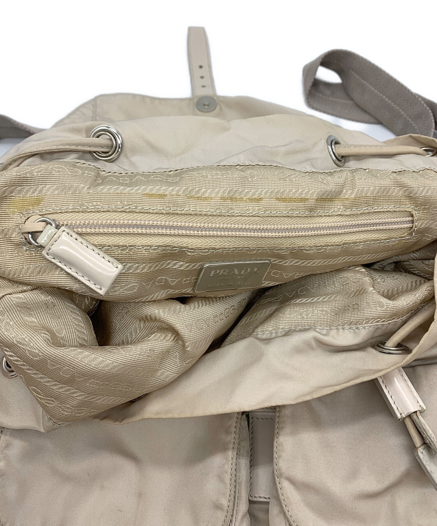 中古・古着通販】PRADA (プラダ) ナイロンリュック ベージュ｜ブランド