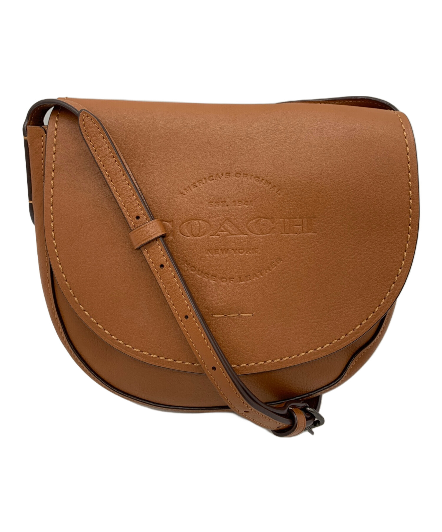 中古・古着通販】COACH (コーチ) ロゴレザーショルダーバッグ ブラウン