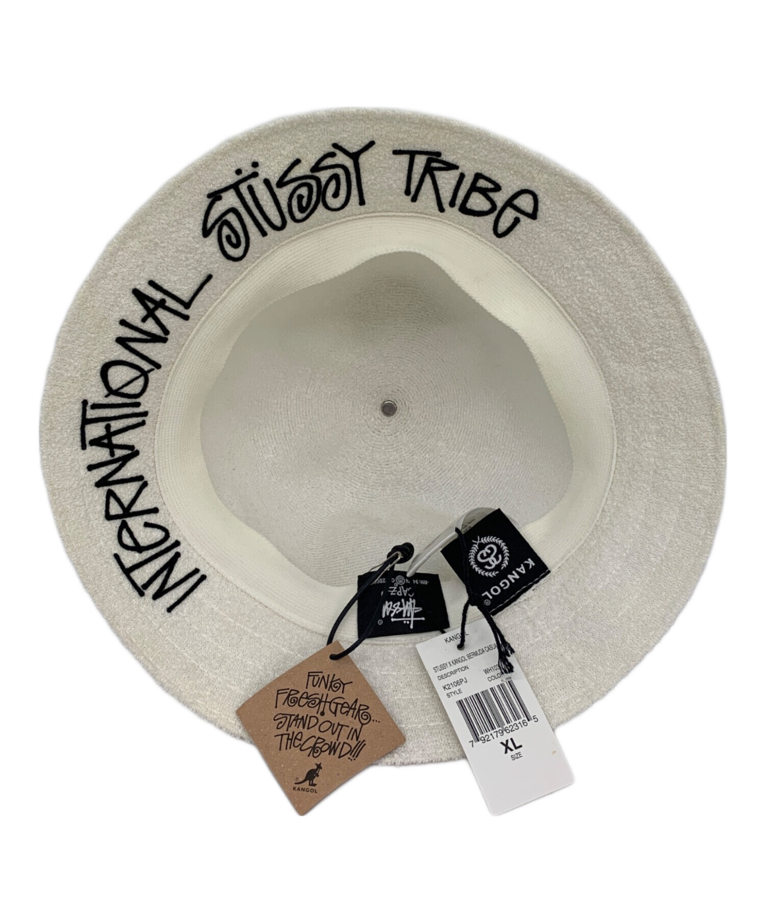 レア！STUSSY × KANGOL コラボ　バケットハット　ホワイト 中古・古着通販】KANGOL (カンゴール) stussy (ステューシー) KANGOL