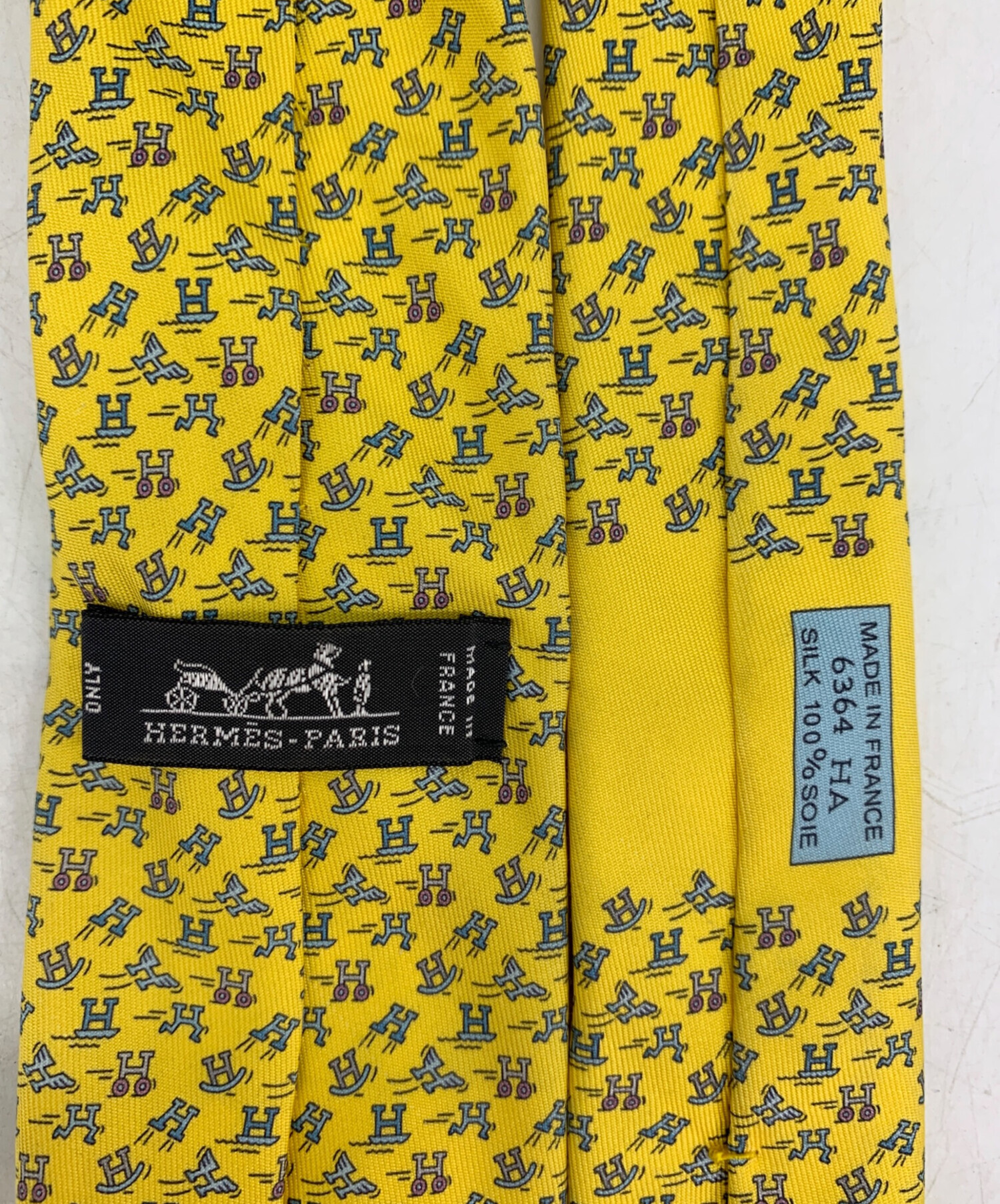 中古・古着通販】HERMES (エルメス) シルクネクタイ イエロー サイズ