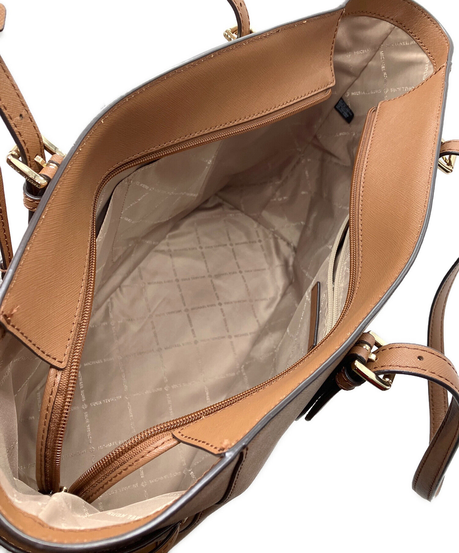 未使用級☆MICHAEL KORSマイケルコース トートバッグ ブラウン 大容量 中古・古着通販】MICHAEL KORS (マイケル・コース) トートバッグ