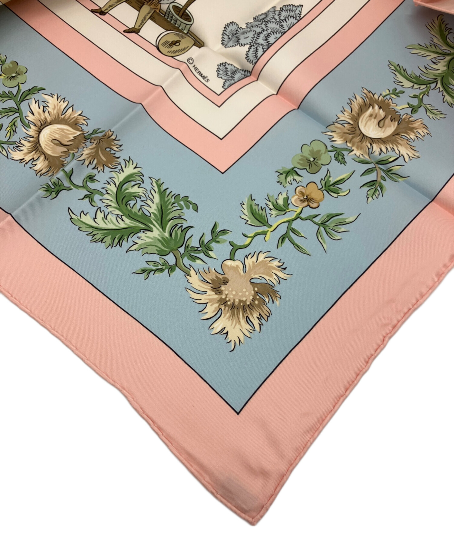 中古・古着通販】HERMES (エルメス) シルクスカーフ ピンク 未使用品