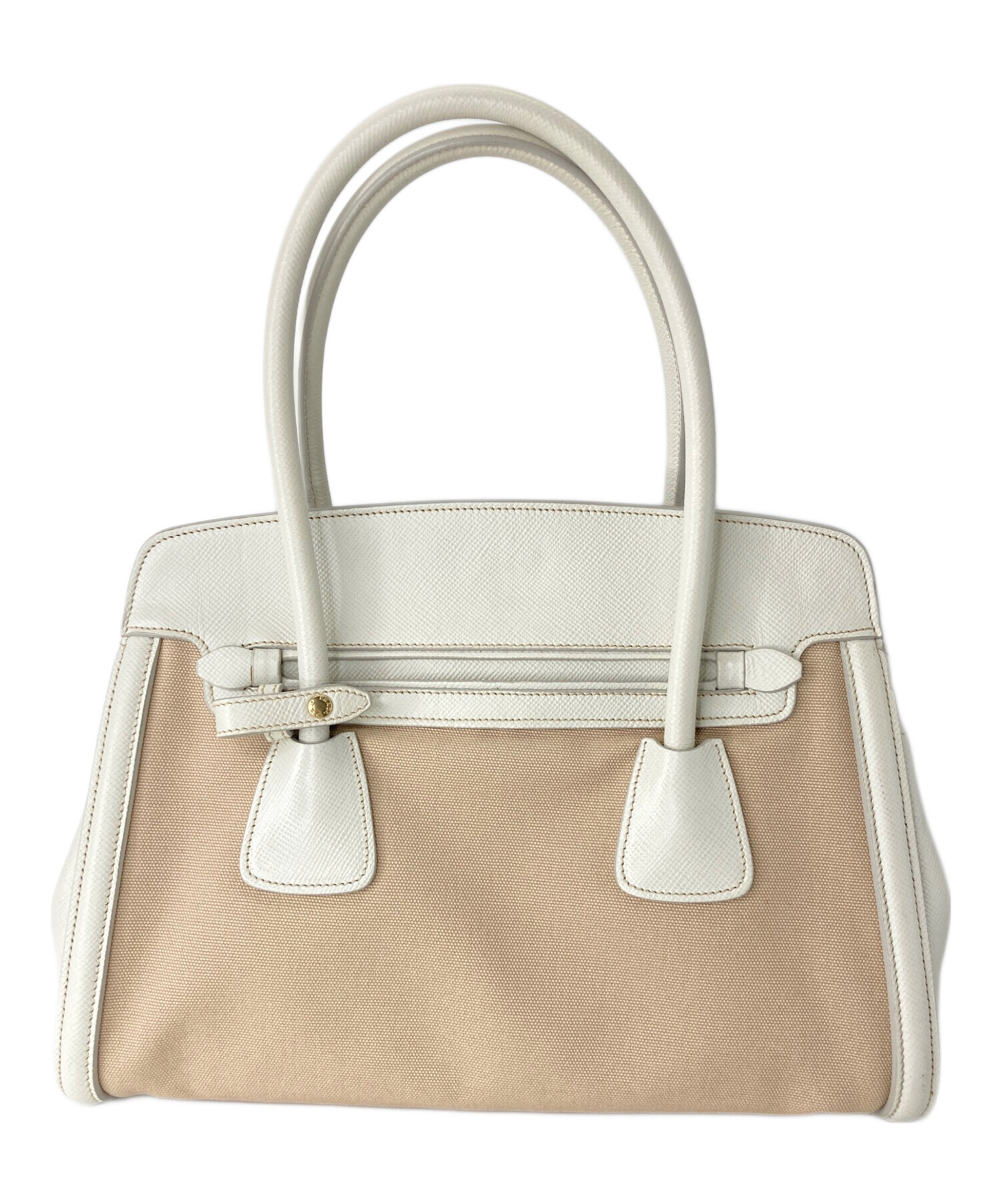 中古・古着通販】PRADA (プラダ) ハンドバッグ ホワイト×ベージュ 