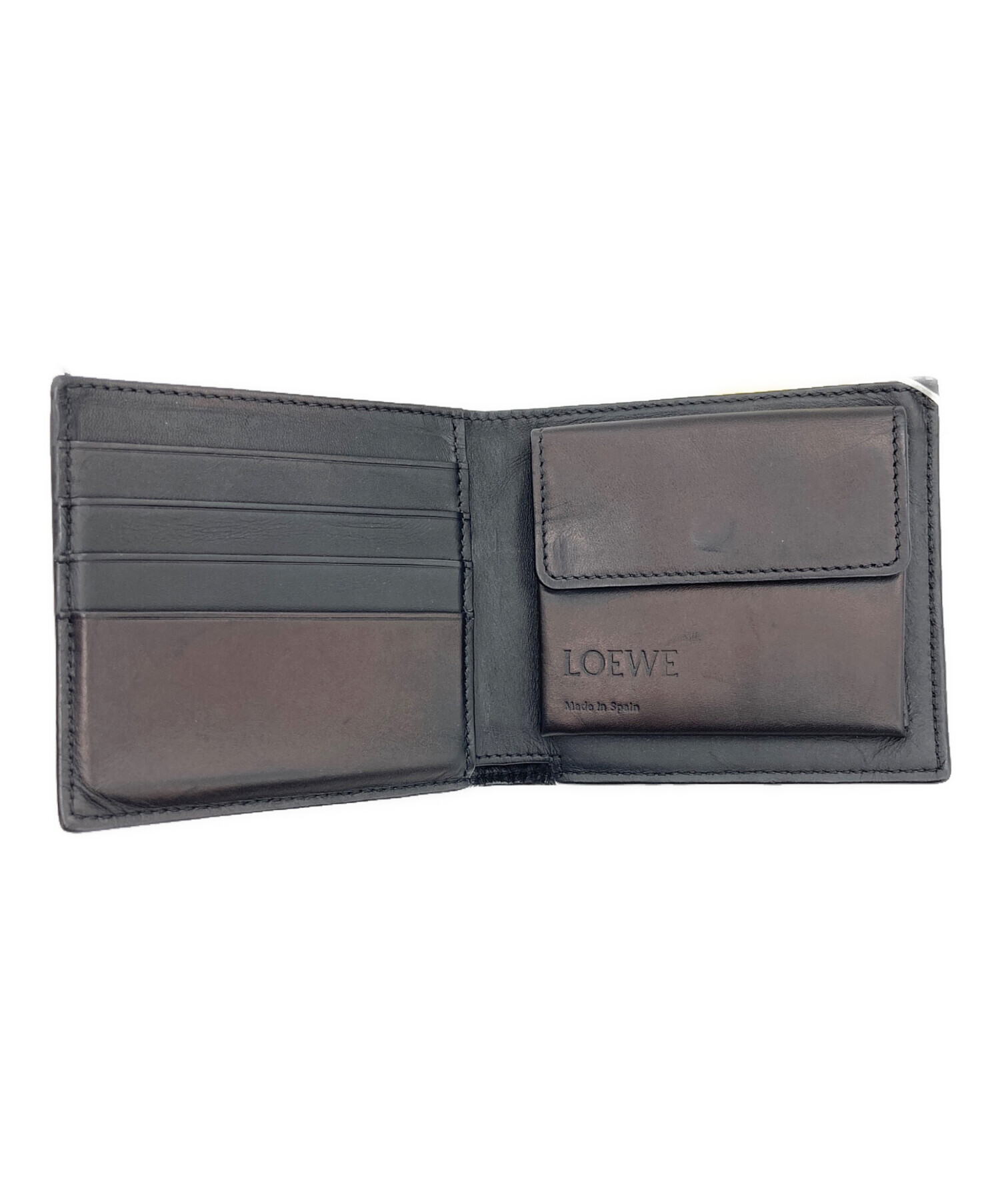 ロエベ シグネチャー バイフォールド ウォレット ブラック／グレー LOEWE ロエベ シグネチャー バイフォールド コインウォレット