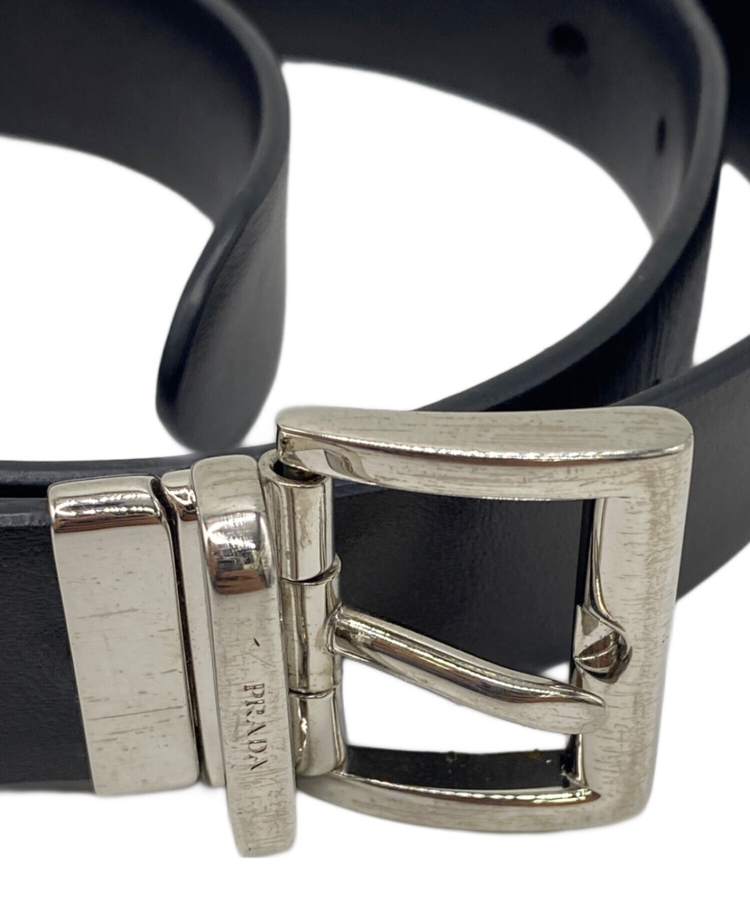 中古・古着通販】PRADA (プラダ) レザーベルト ブラック サイズ:85/34