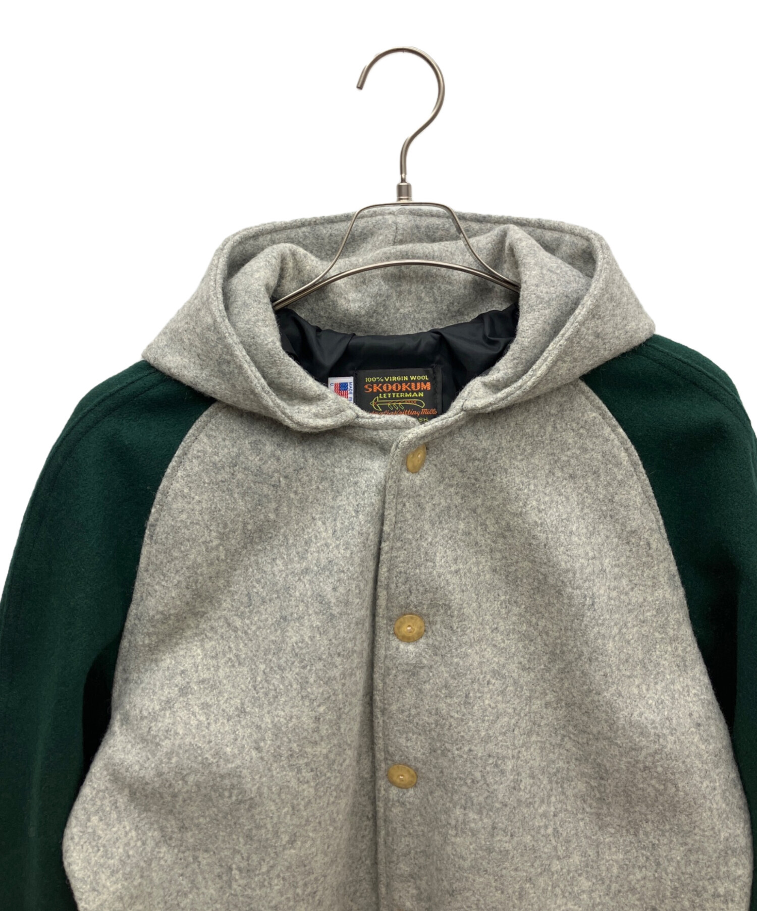 中古・古着通販】skookum (スクーカム) スタジャン グレー×グリーン